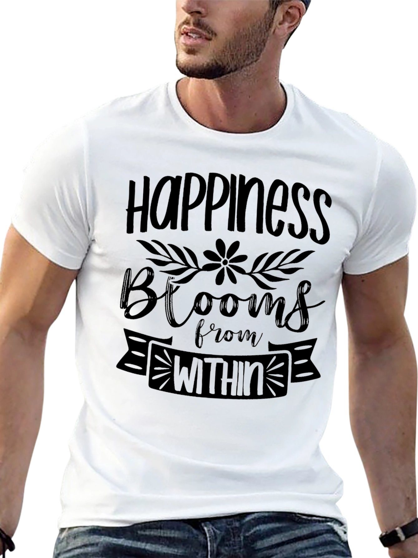 Happiness Blooms T-Shirt - Inspirational Graphic Tee