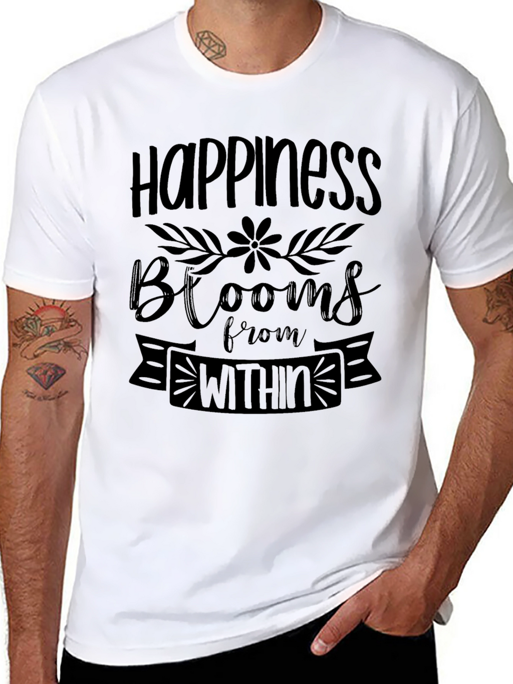 Happiness Blooms T-Shirt - Inspirational Graphic Tee