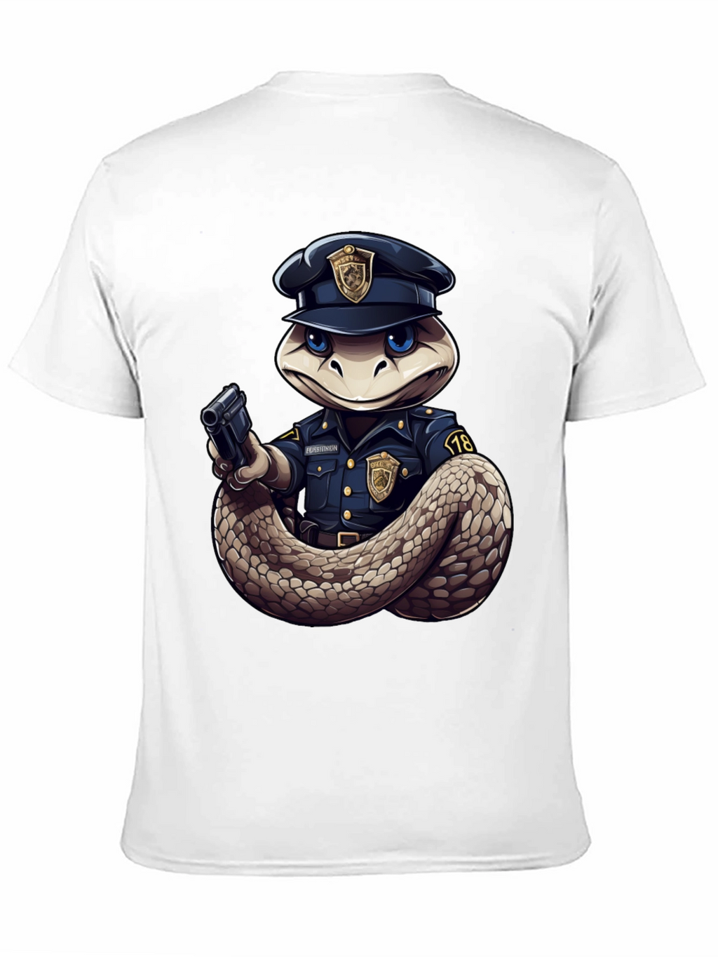 Snake Police Officer Black T-Shirt