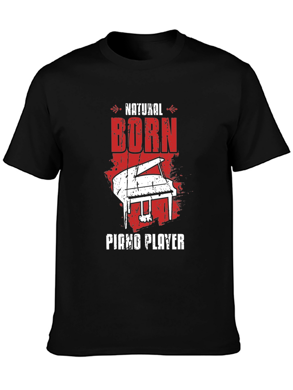Natural Born Piano Player Black Graphic Tee