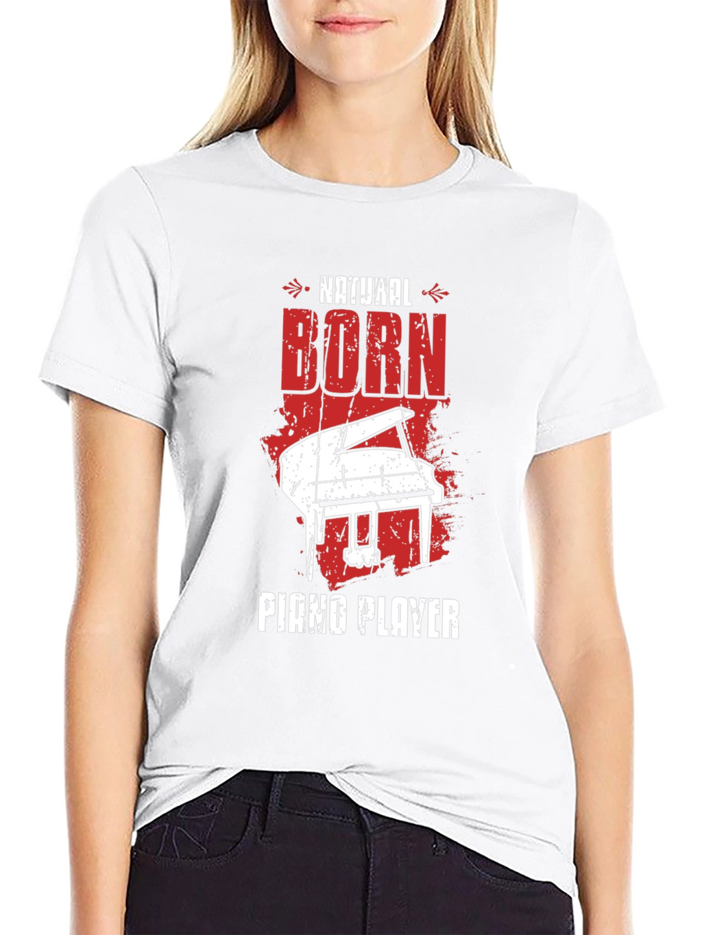 Natural Born Piano Player Black Graphic Tee
