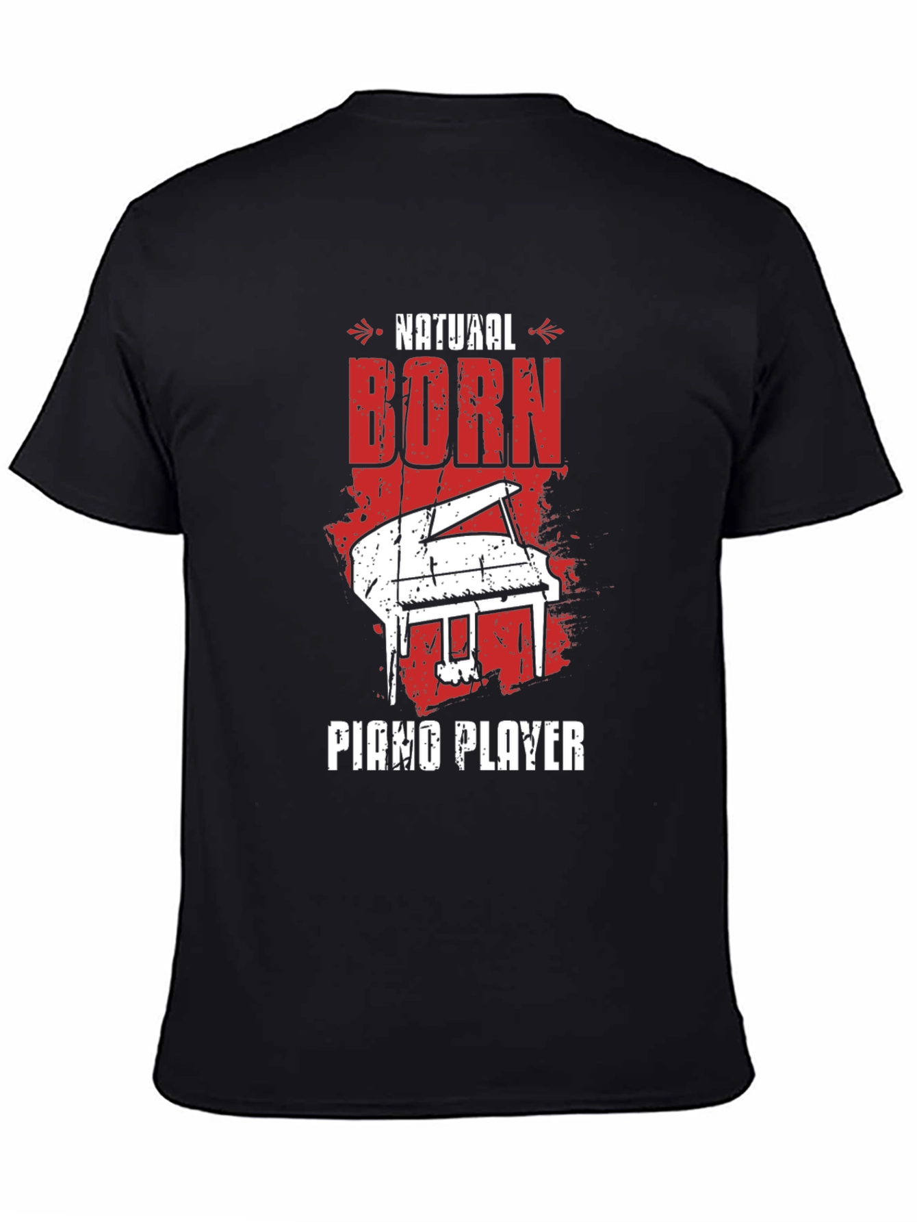 Natural Born Piano Player Black Graphic Tee
