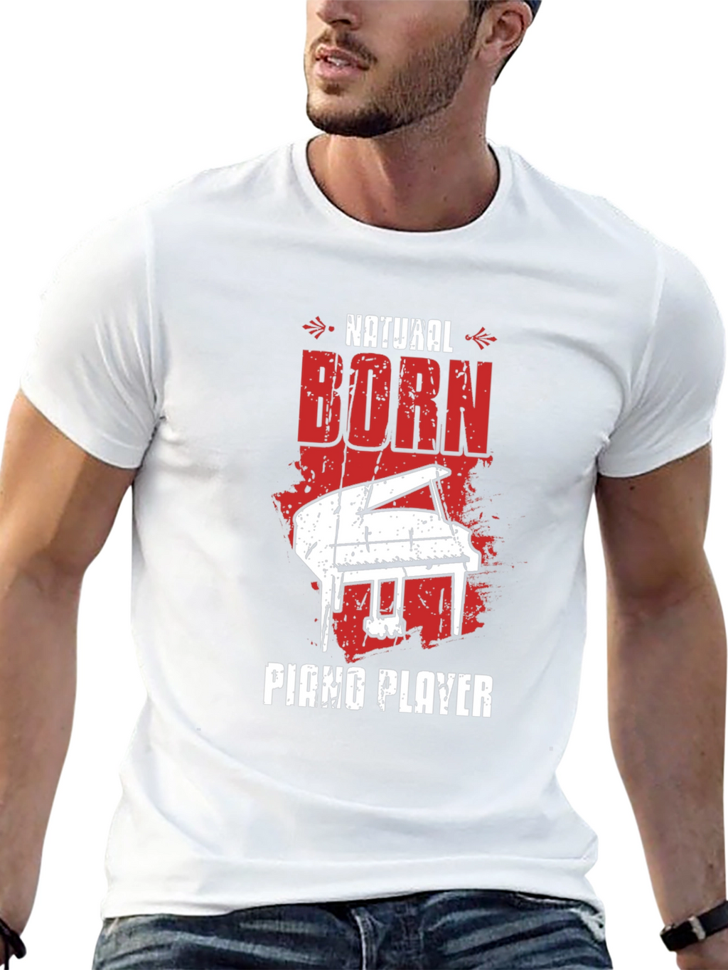 Natural Born Piano Player Black Graphic Tee