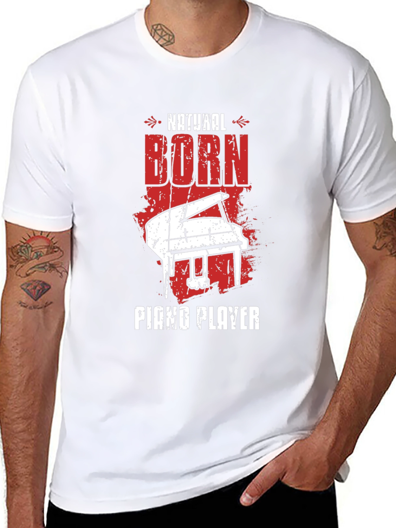Natural Born Piano Player Black Graphic Tee