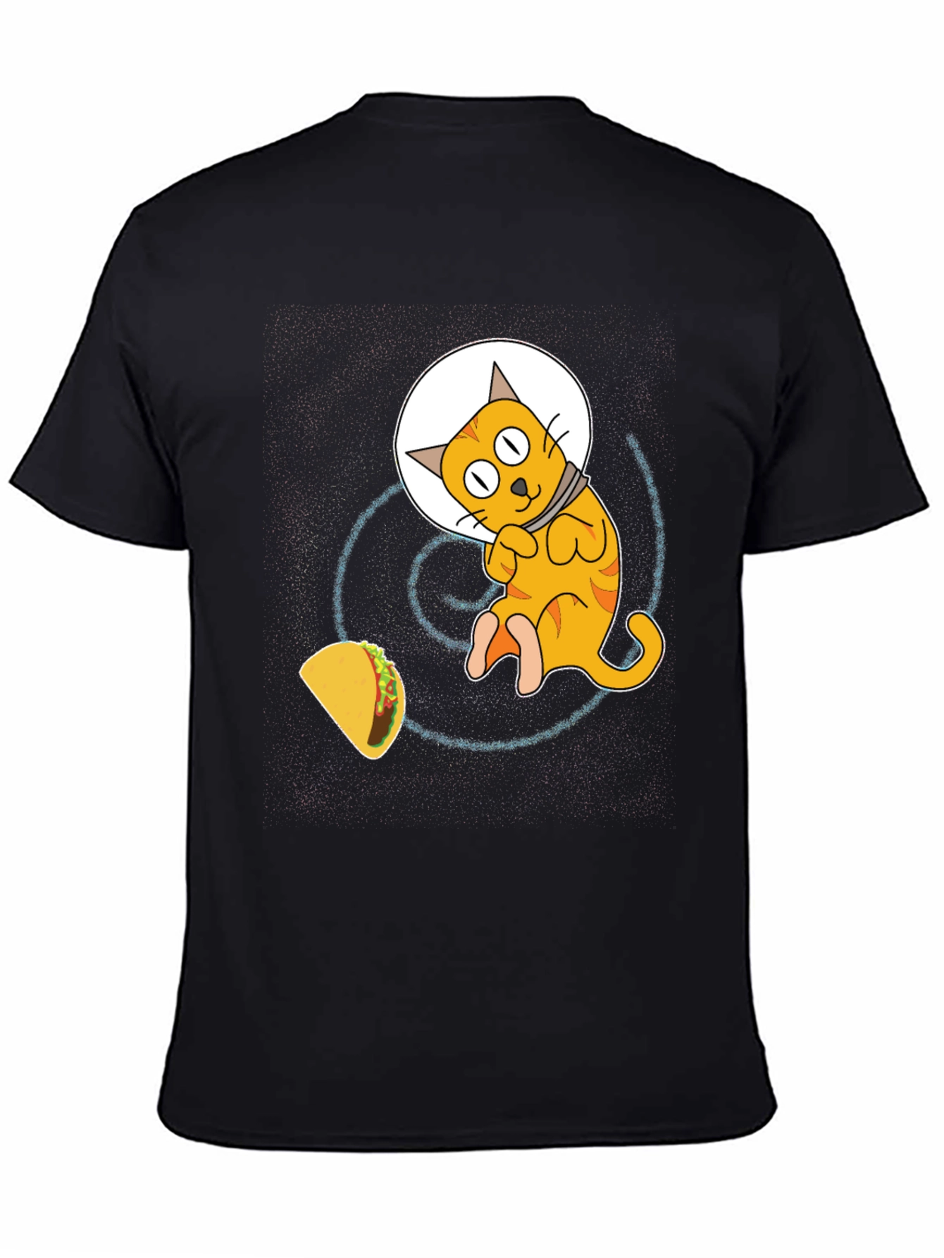 Space Cat & Taco Mens Black T-Shirt