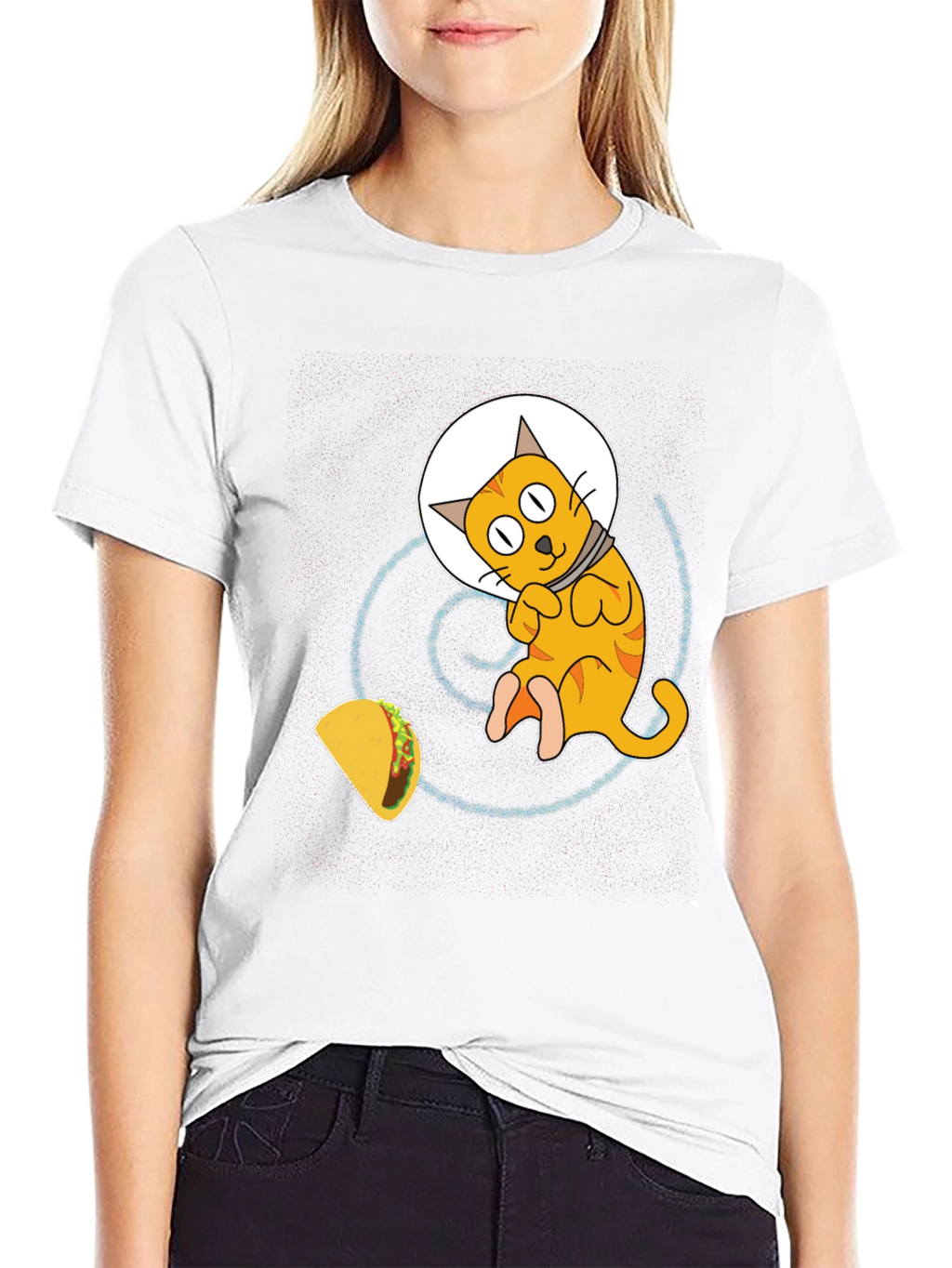 Space Cat & Taco Mens Black T-Shirt