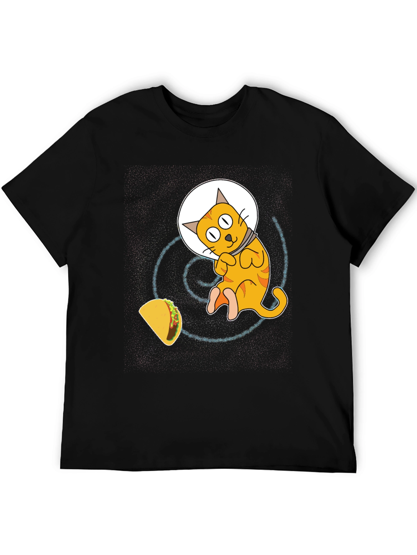 Space Cat & Taco Mens Black T-Shirt