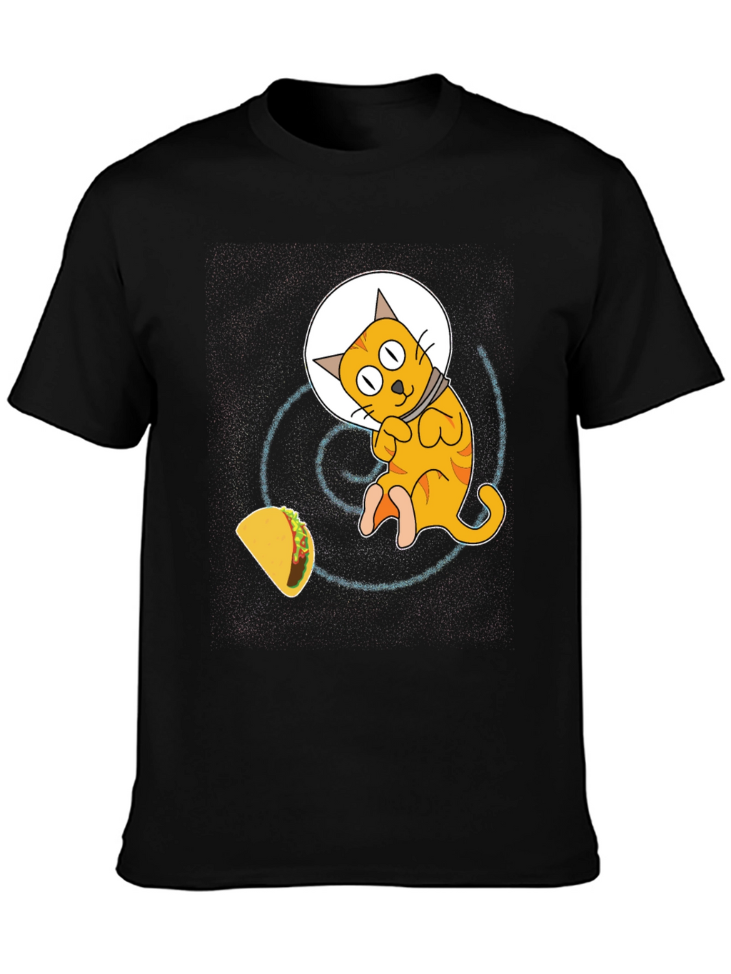 Space Cat & Taco Mens Black T-Shirt
