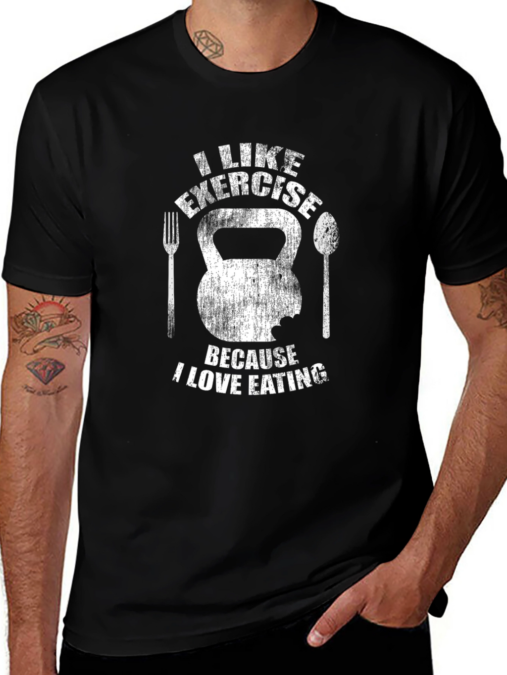 Exercise & Eating T-Shirt - Gym Humor Tee