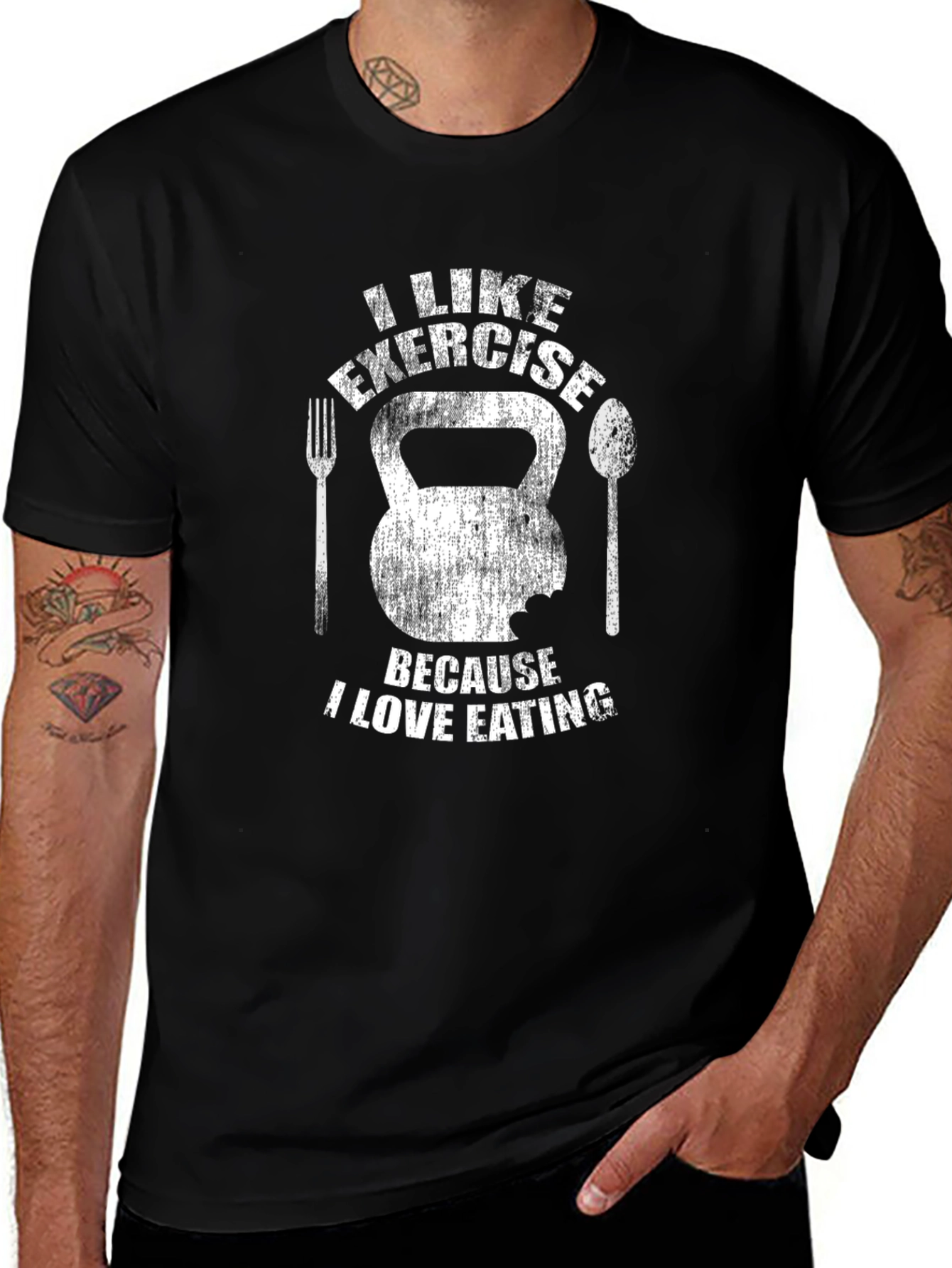 Exercise & Eating T-Shirt - Gym Humor Tee