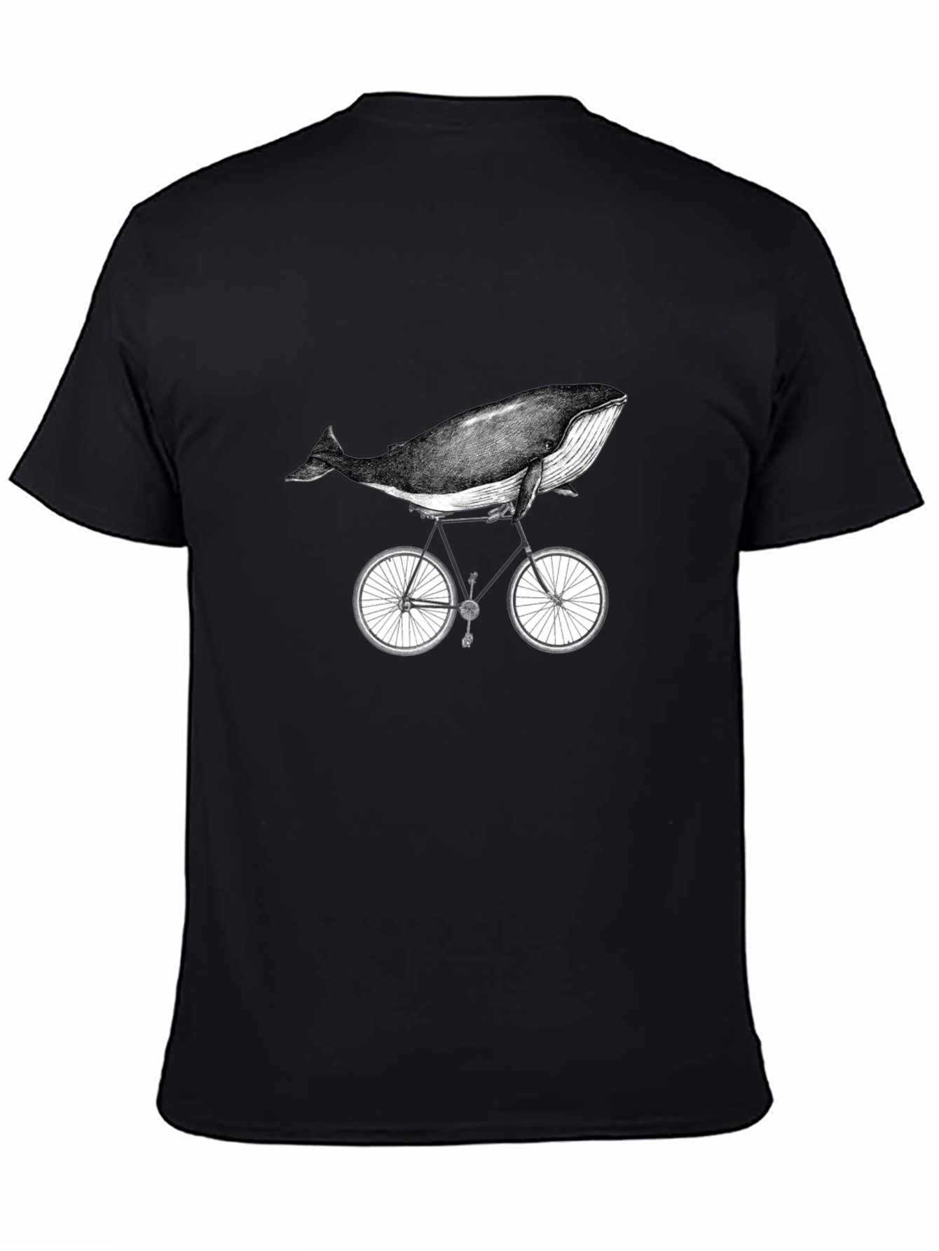 Whale on Bike Graphic Tee - Unisex Cotton T-Shirt