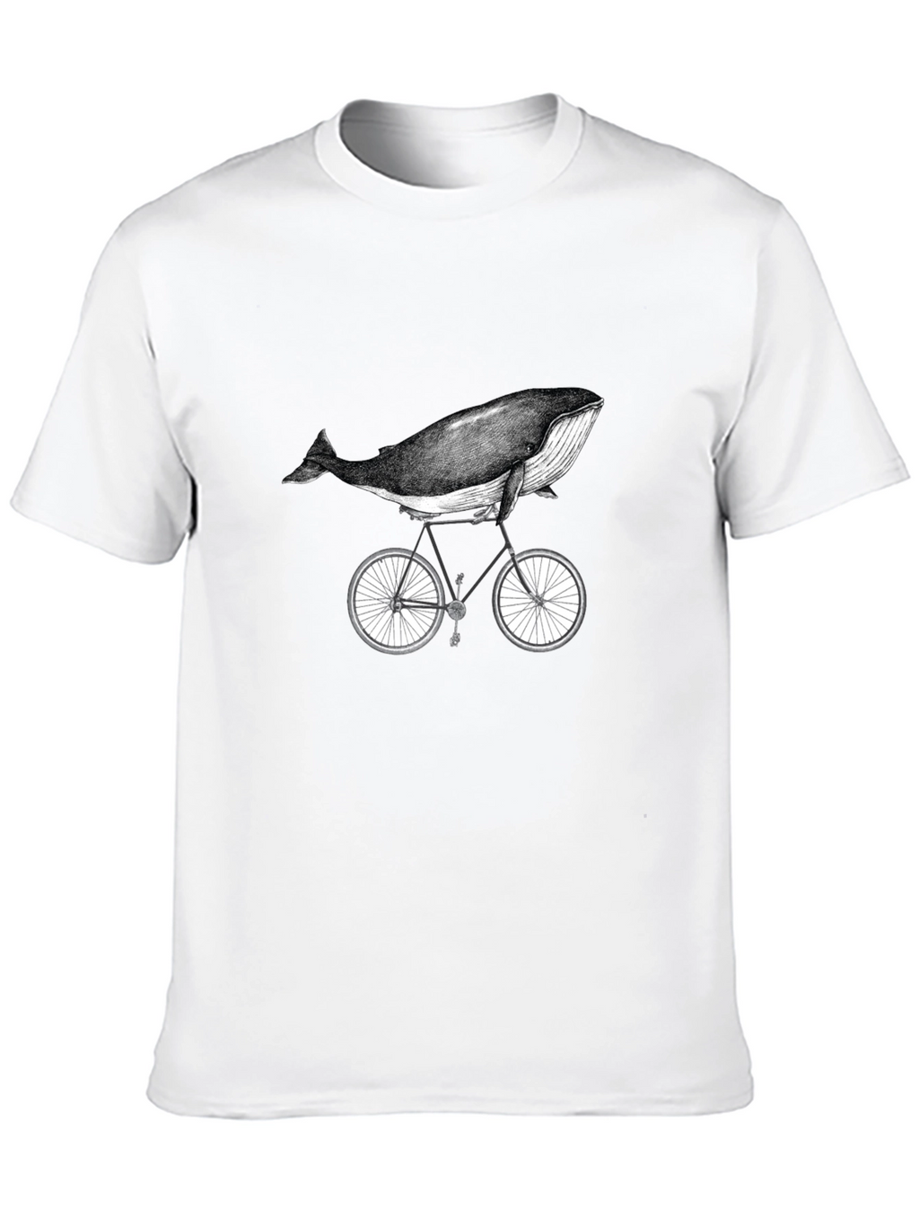 Whale on Bike Graphic Tee - Unisex Cotton T-Shirt