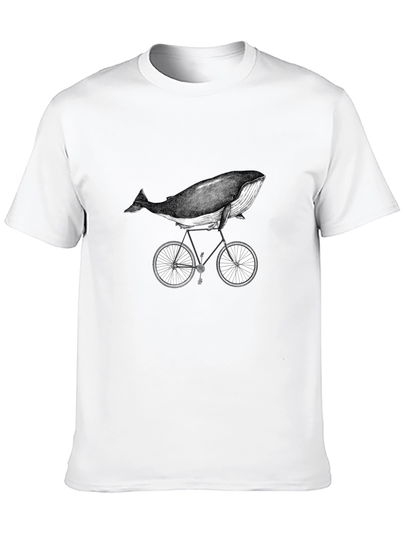 Whale on Bike Graphic Tee - Unisex Cotton T-Shirt