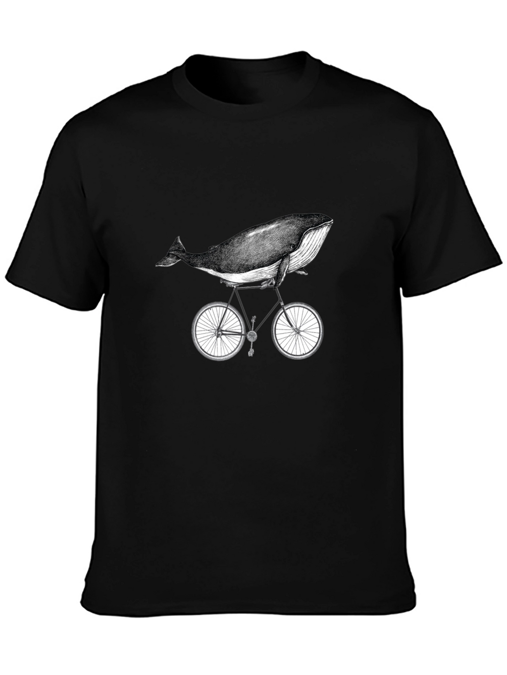 Whale on Bike Graphic Tee - Unisex Cotton T-Shirt