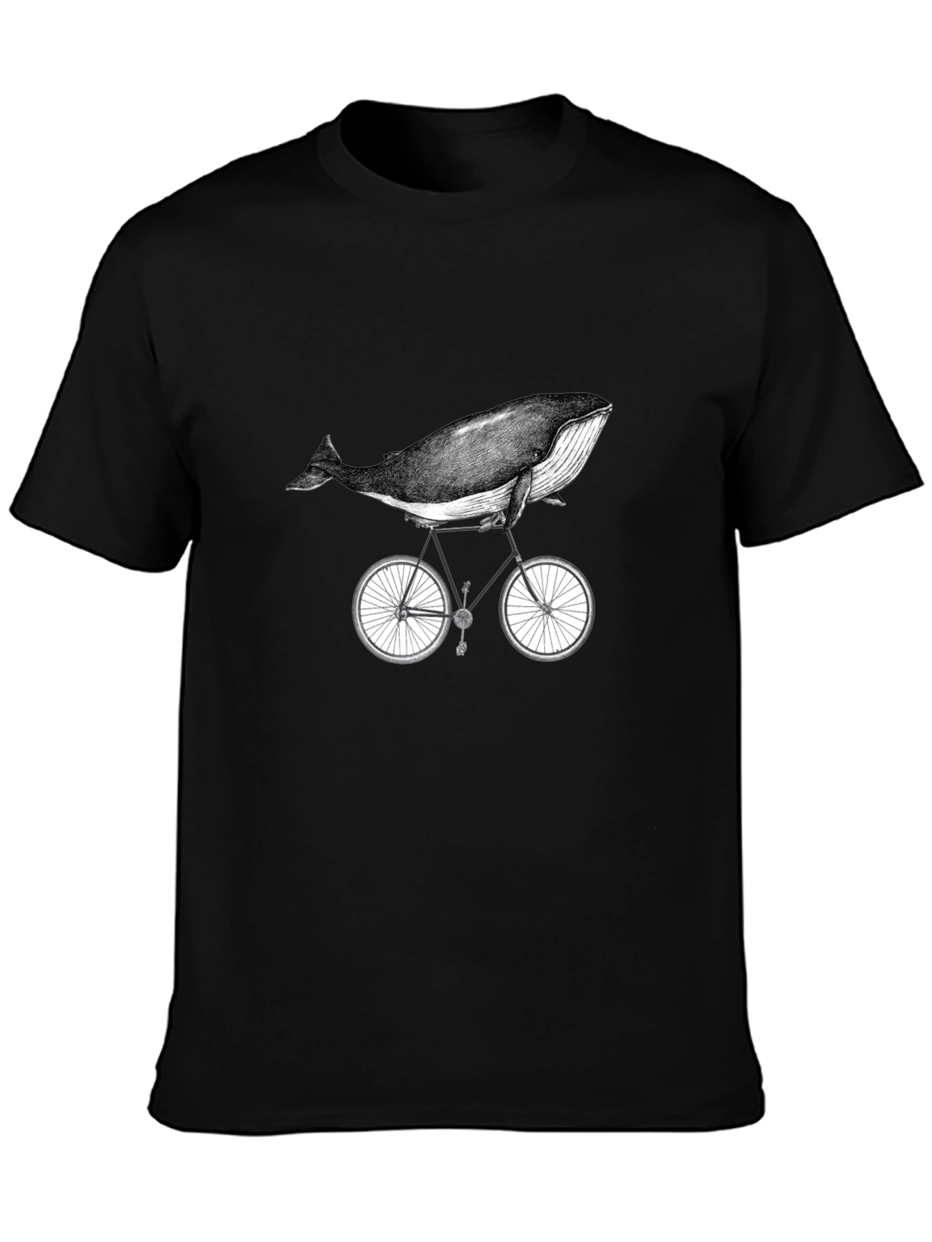 Whale on Bike Graphic Tee - Unisex Cotton T-Shirt