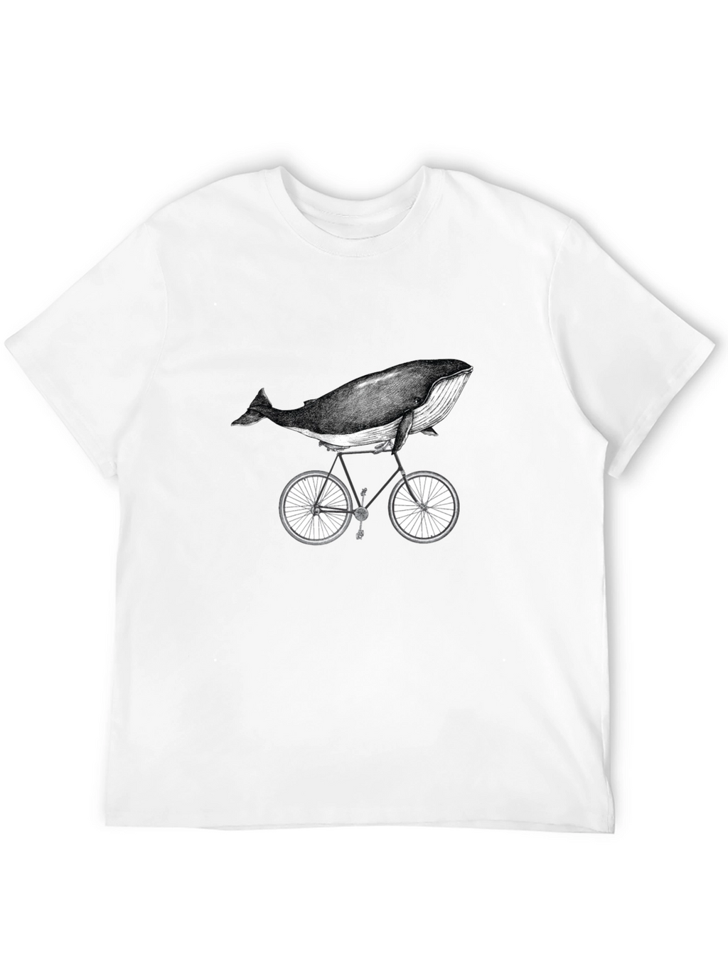 Whale on Bike Graphic Tee - Unisex Cotton T-Shirt
