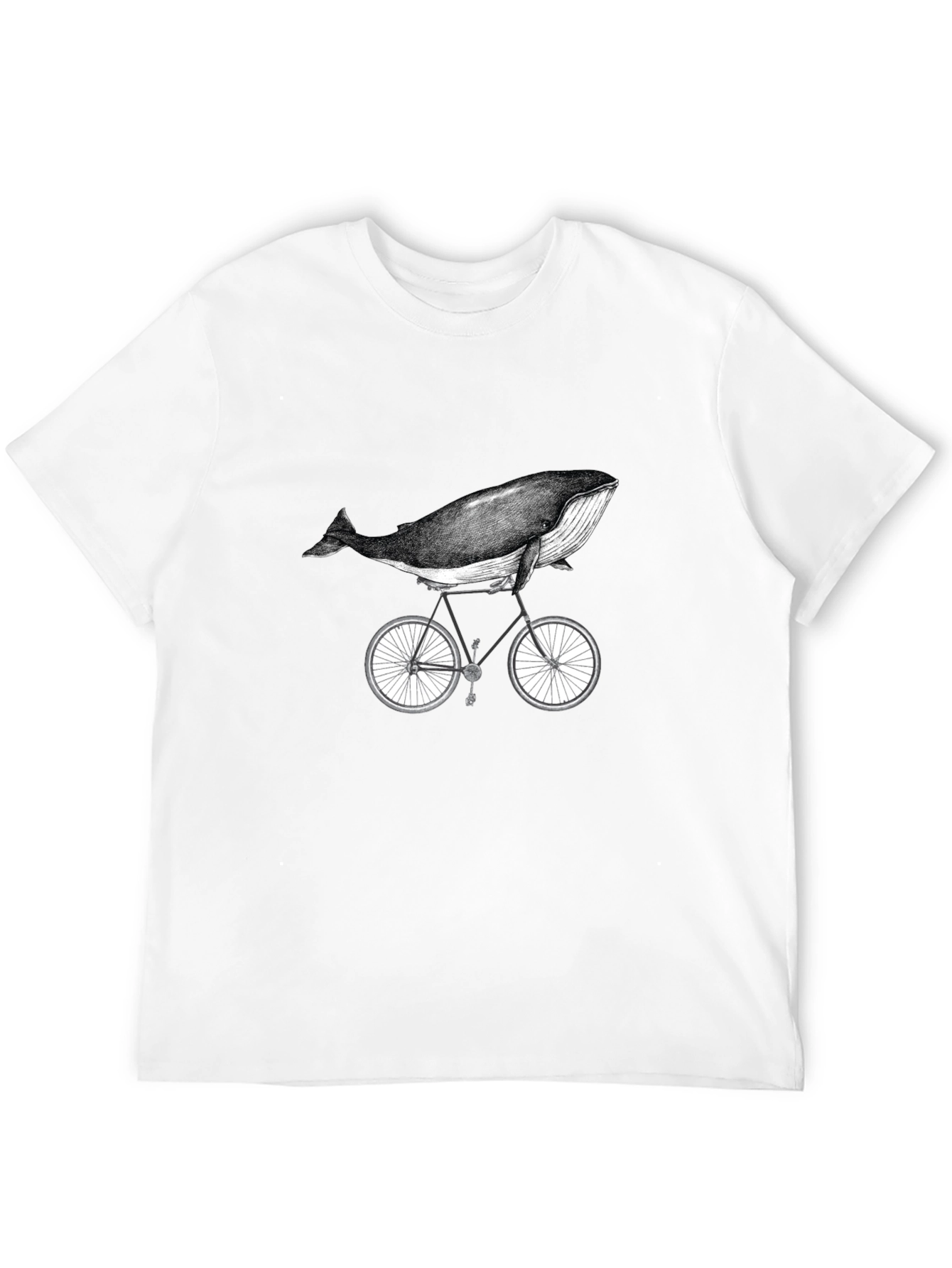 Whale on Bike Graphic Tee - Unisex Cotton T-Shirt