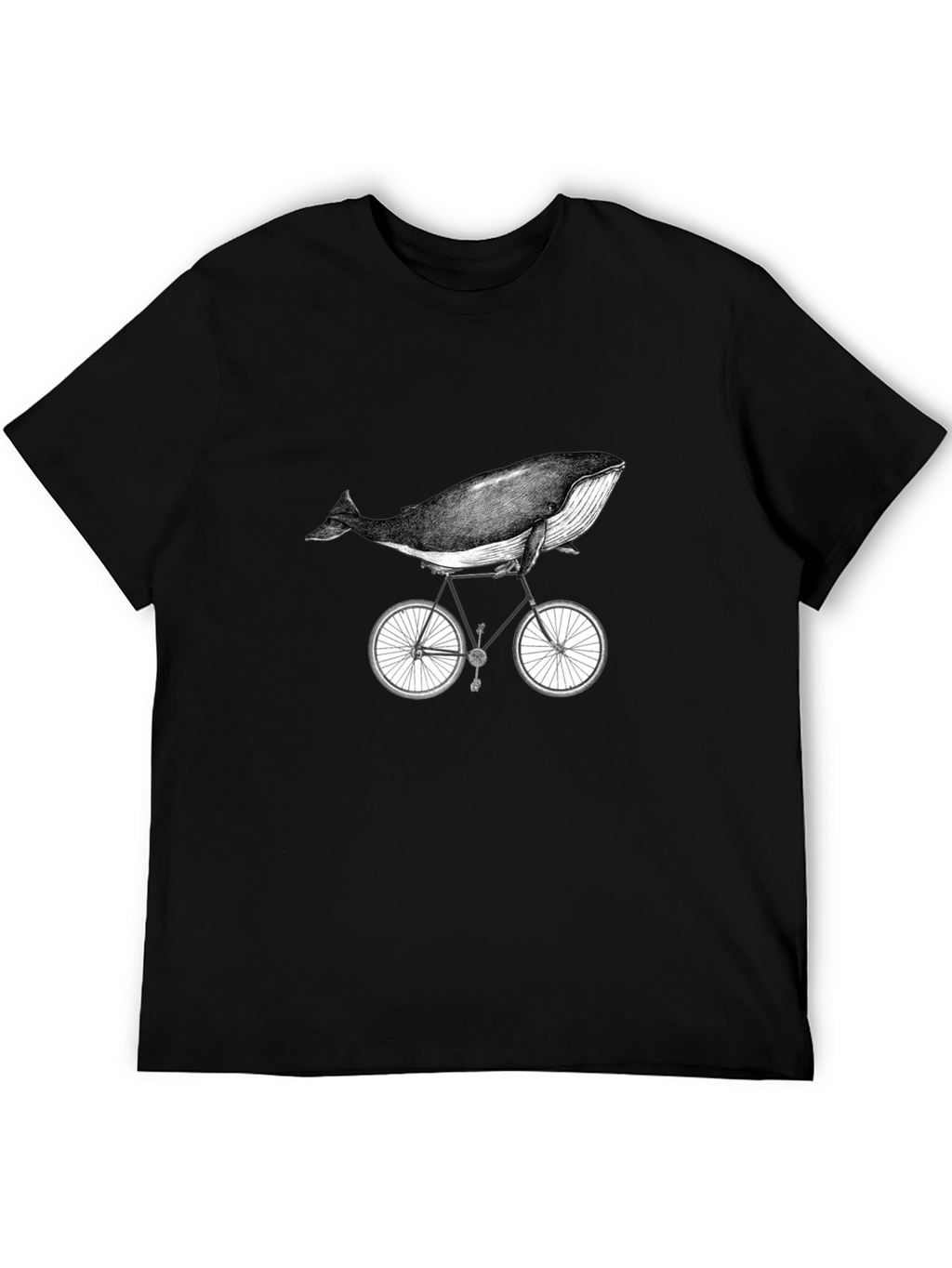 Whale on Bike Graphic Tee - Unisex Cotton T-Shirt