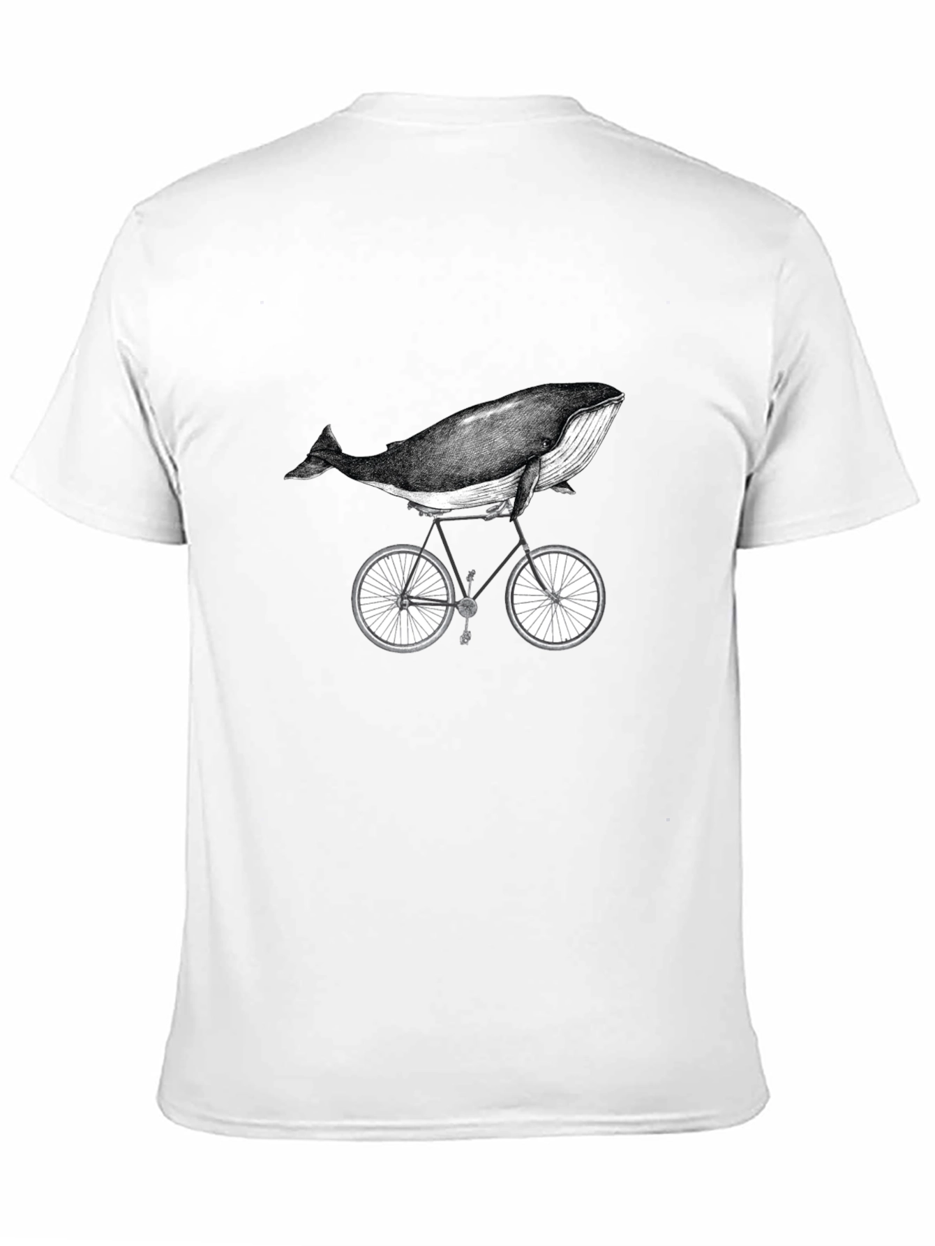 Whale on Bike Graphic Tee - Unisex Cotton T-Shirt
