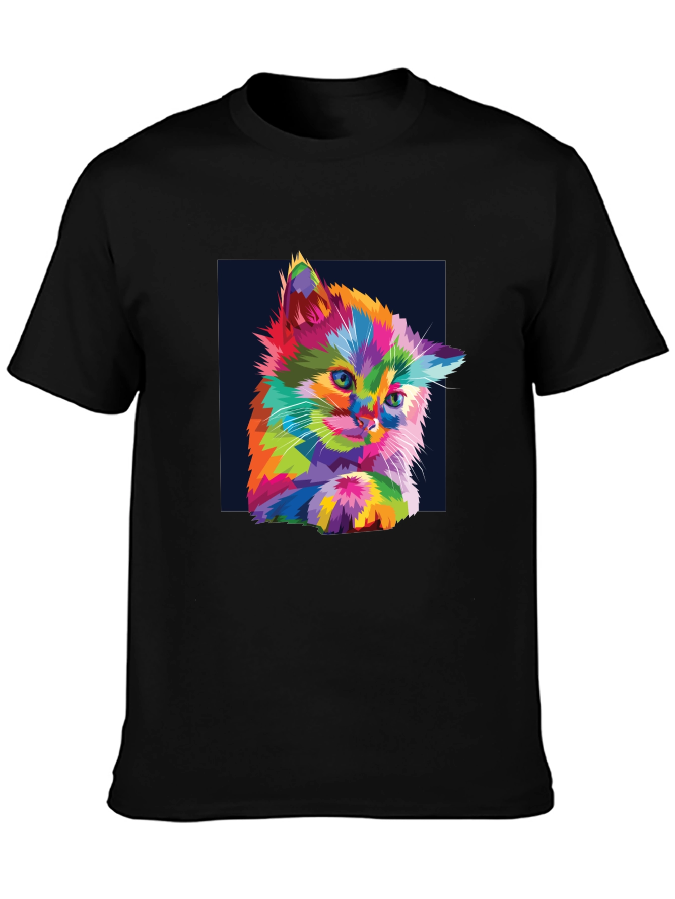 Colorful Kitten Graphic Tee - Soft Cotton Blend T-Shirt