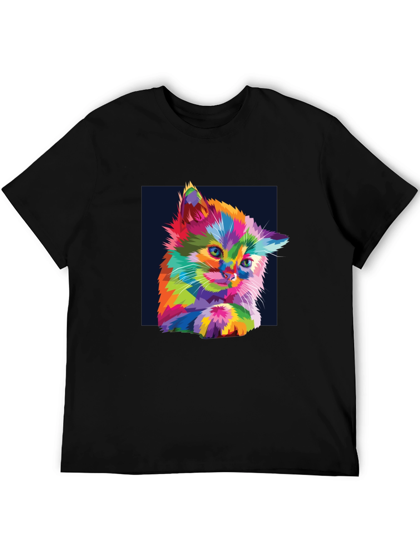 Colorful Kitten Graphic Tee - Soft Cotton Blend T-Shirt