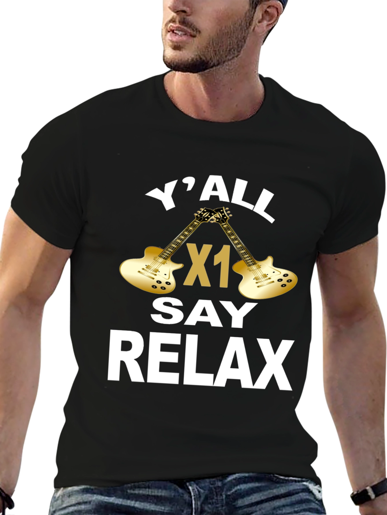 YAll Say Relax Guitar Graphic T-Shirt