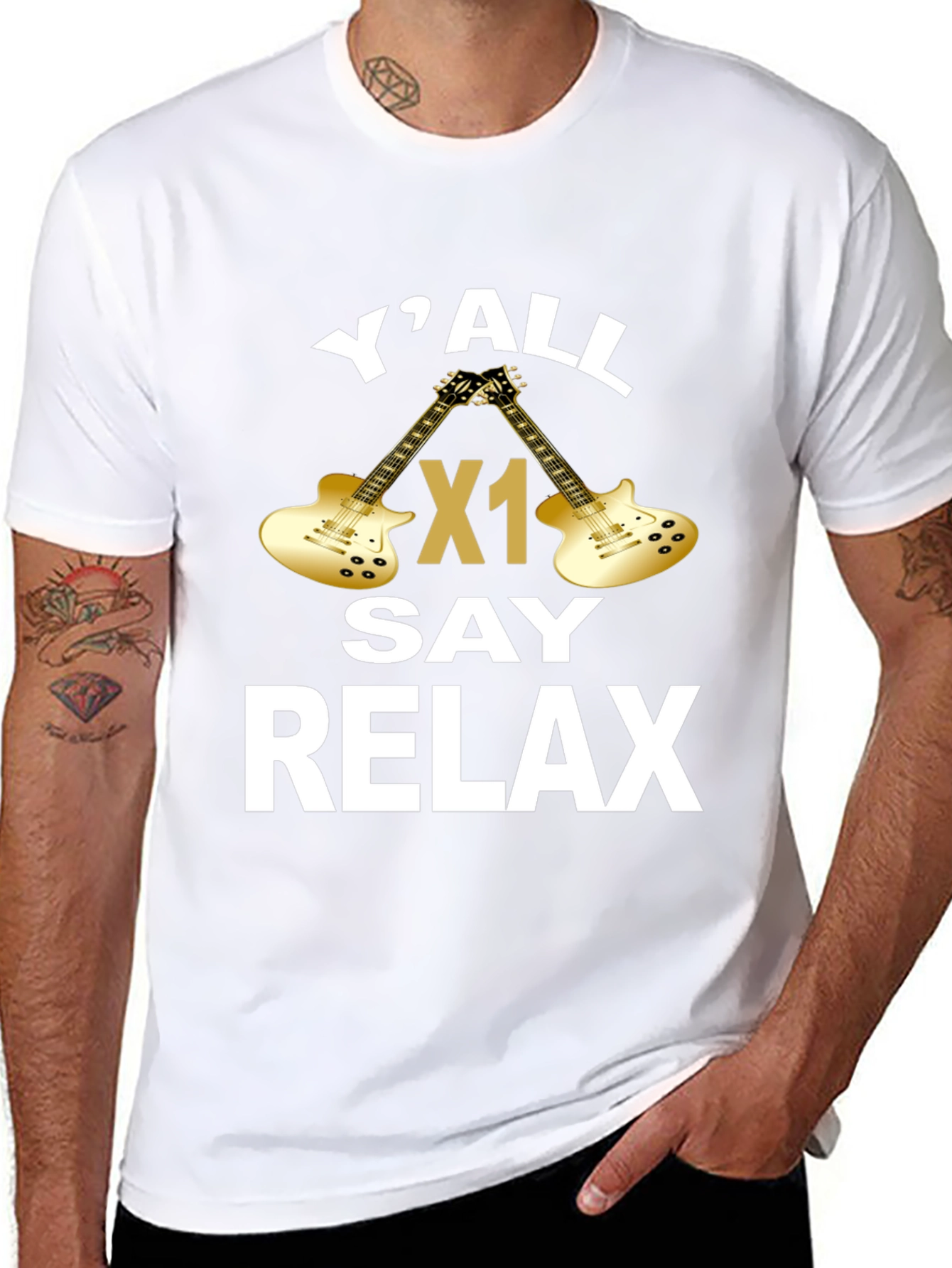 YAll Say Relax Guitar Graphic T-Shirt