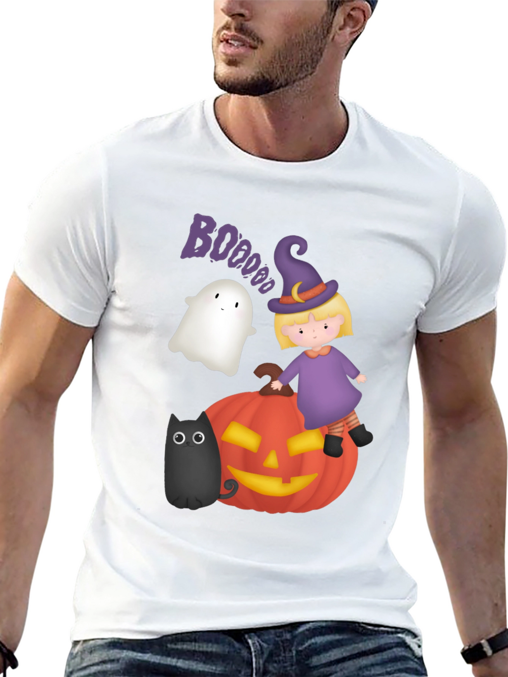 Halloween Graphic Tee - Witch Ghost Pumpkin