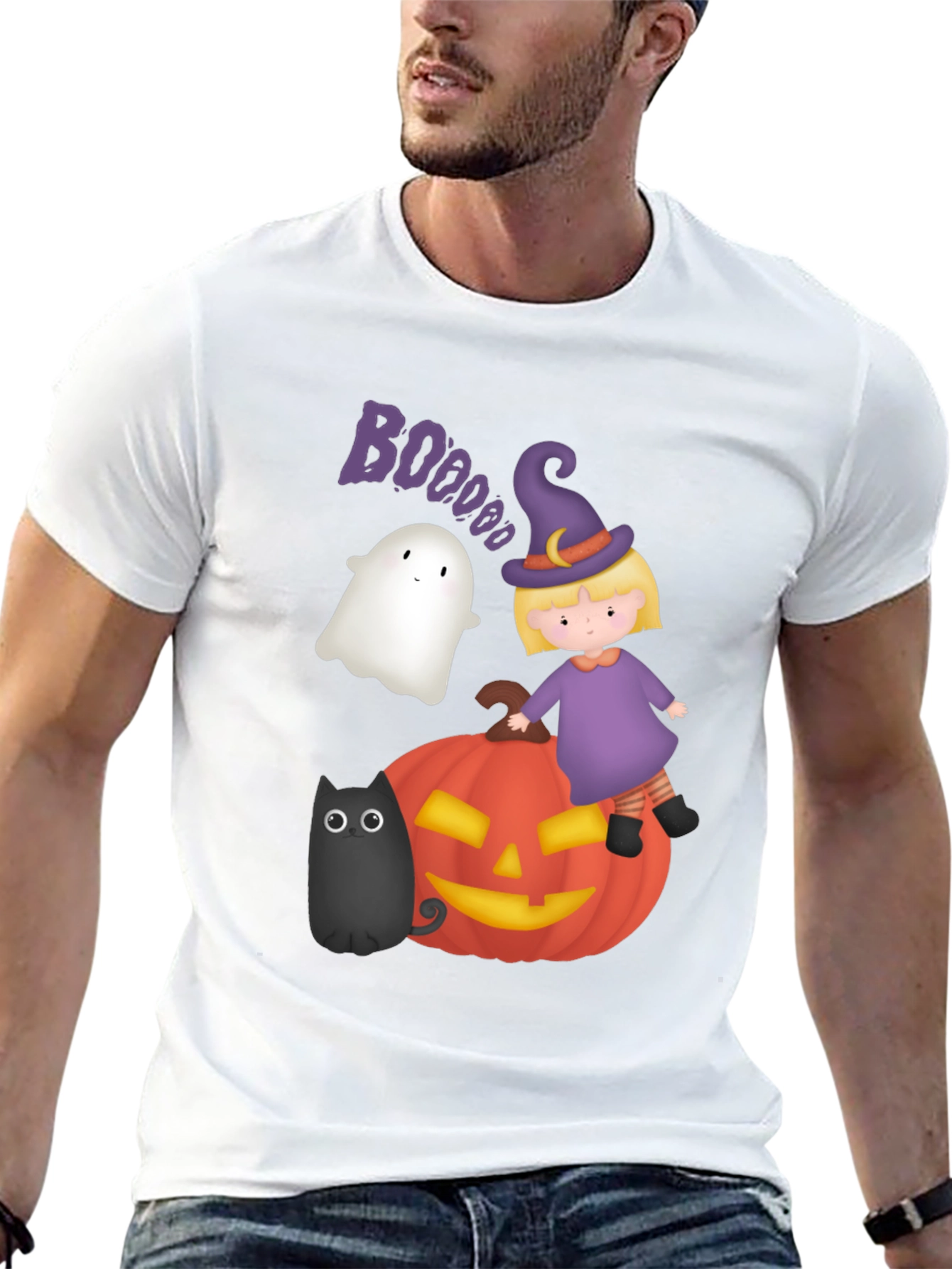Halloween Graphic Tee - Witch Ghost Pumpkin