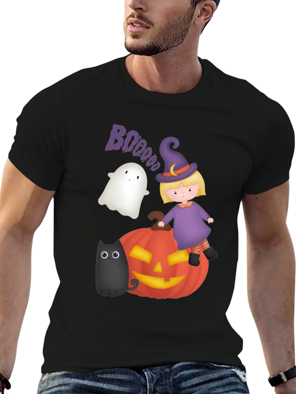 Halloween Graphic Tee - Witch Ghost Pumpkin