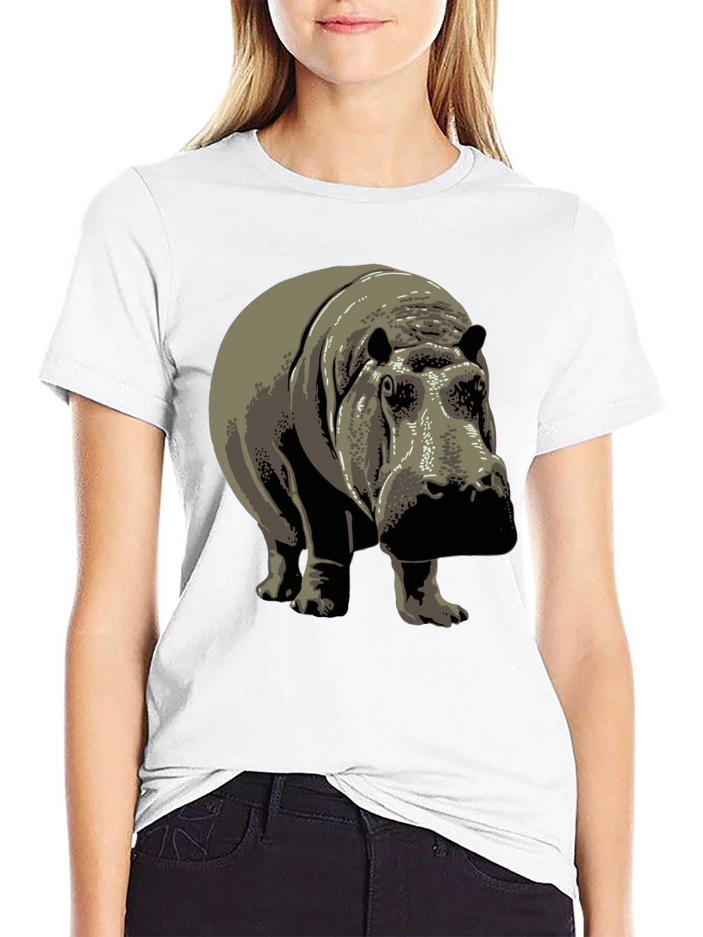 Hippo Graphic Tee - Black Cotton T-Shirt
