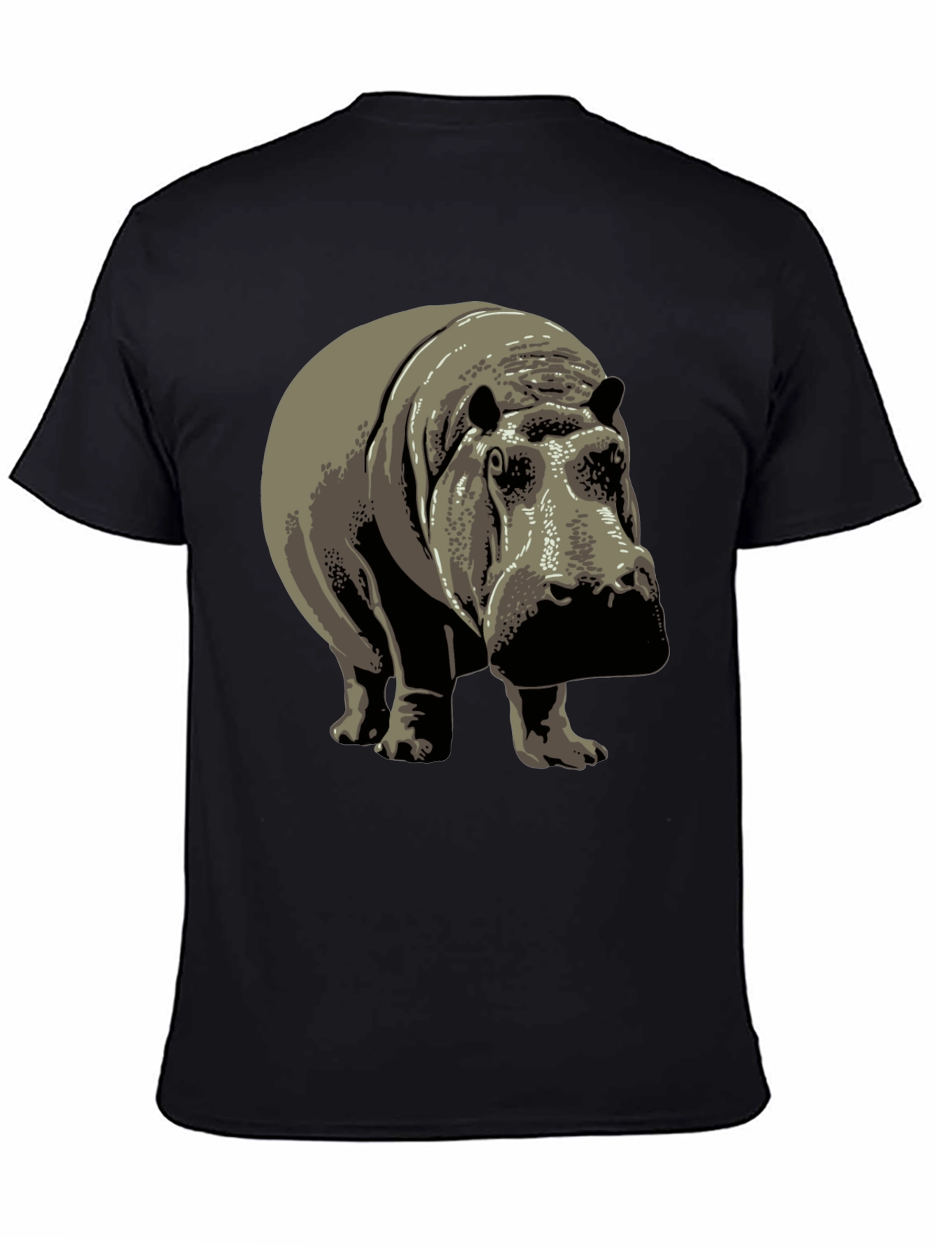 Hippo Graphic Tee - Black Cotton T-Shirt