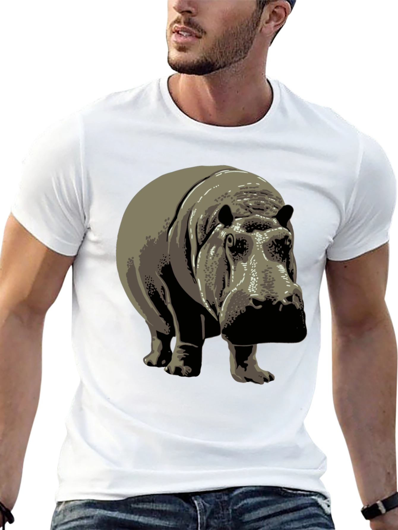 Hippo Graphic Tee - Black Cotton T-Shirt