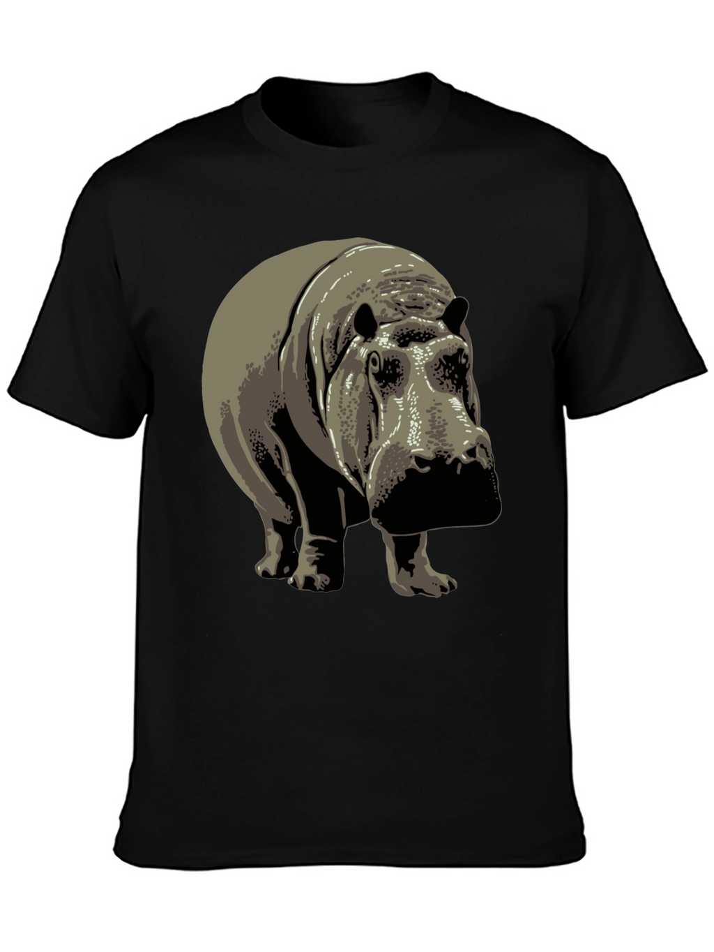 Hippo Graphic Tee - Black Cotton T-Shirt