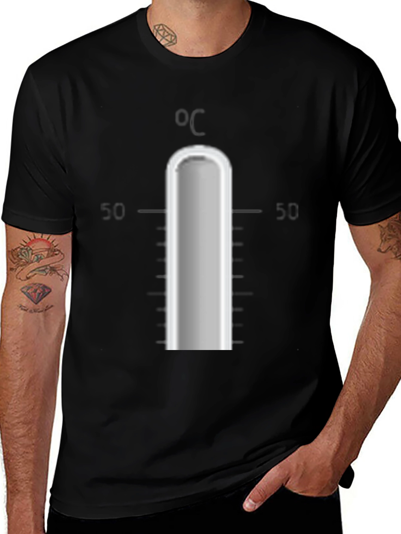 Mens Black Thermometer Graphic T-Shirt