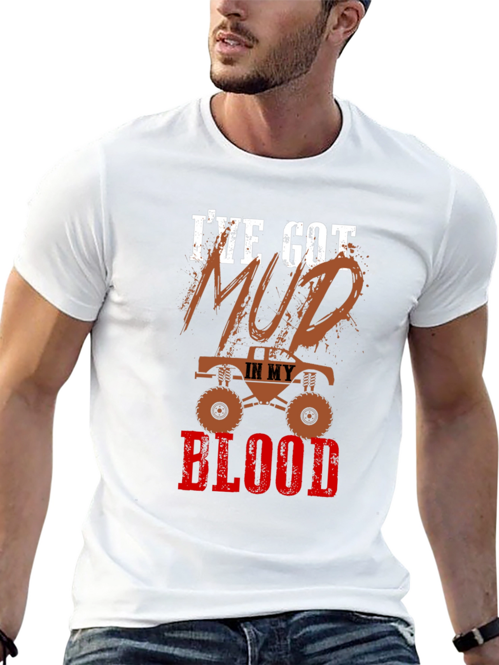 Mud In My Blood Monster Truck Graphic T-Shirt