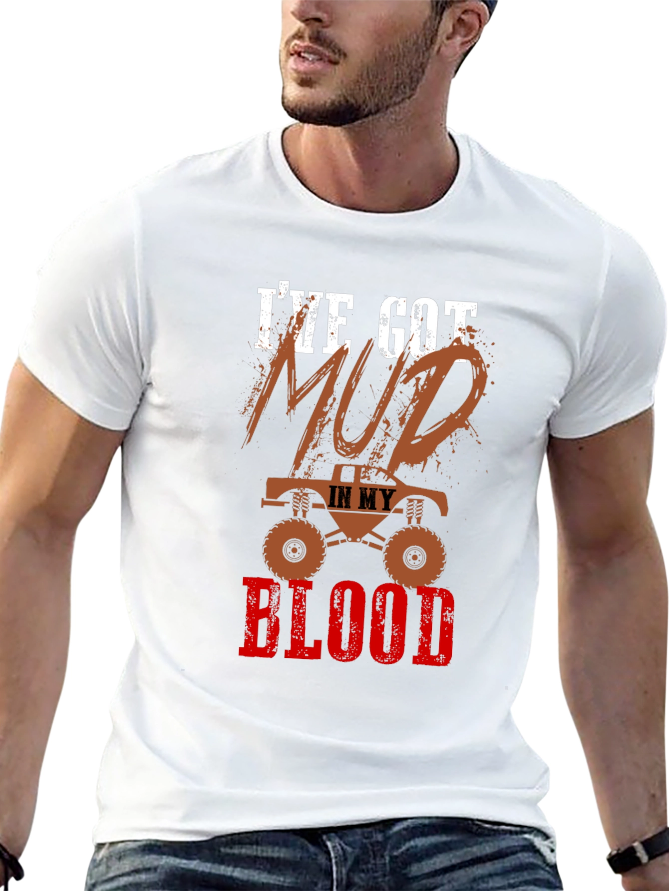 Mud In My Blood Monster Truck Graphic T-Shirt