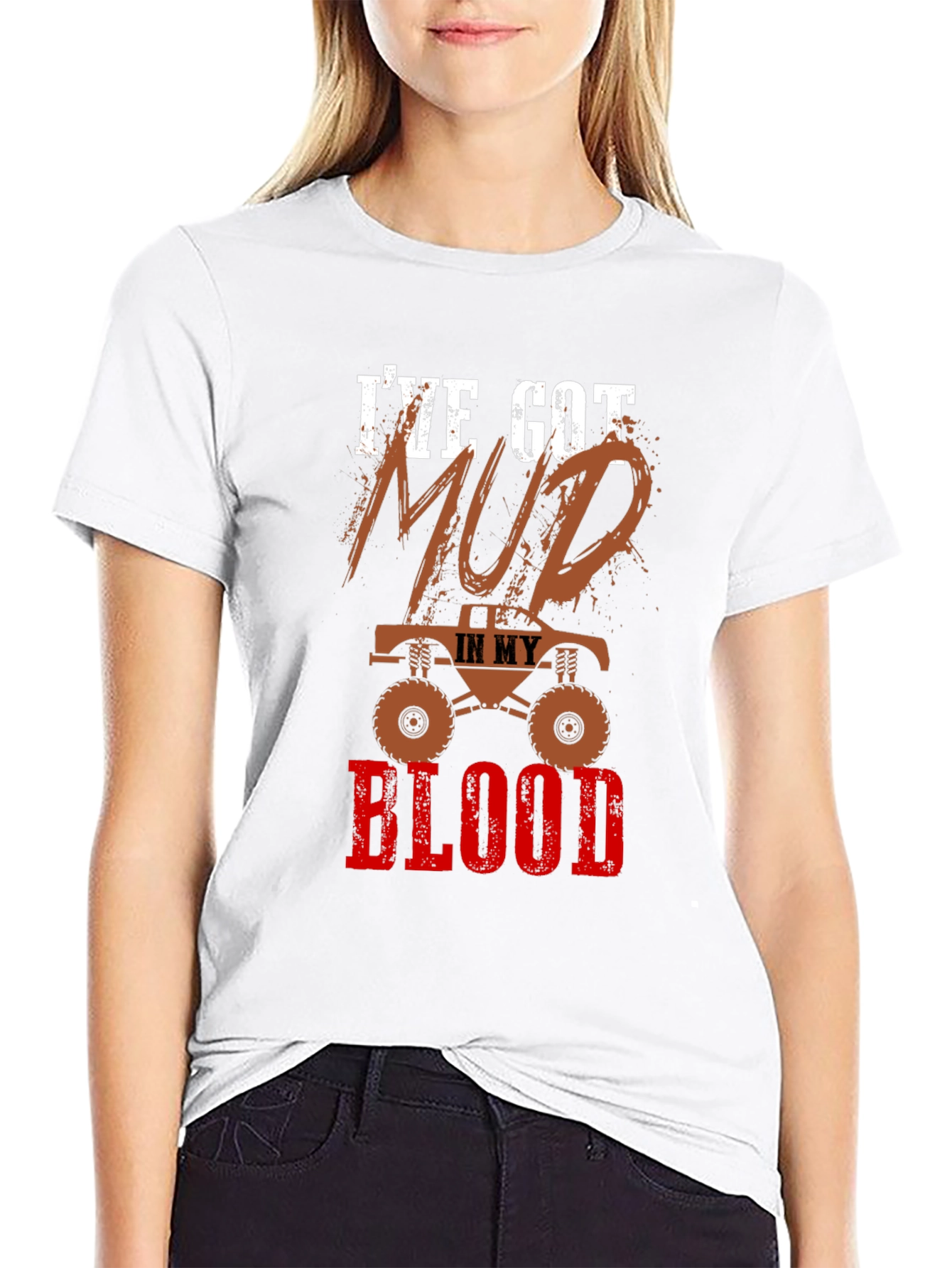 Mud In My Blood Monster Truck Graphic T-Shirt