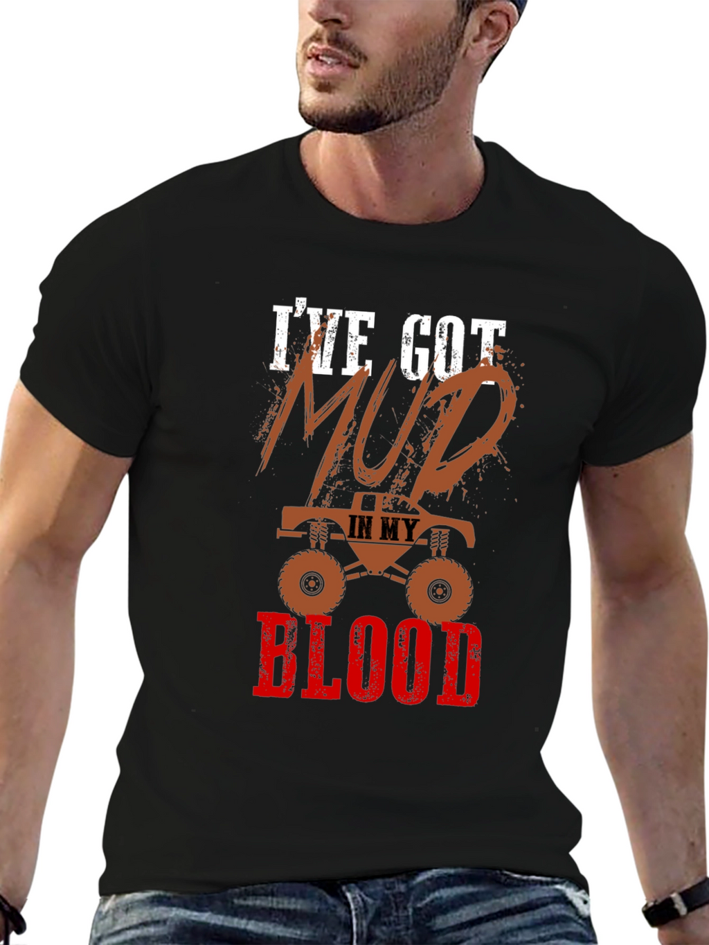 Mud In My Blood Monster Truck Graphic T-Shirt