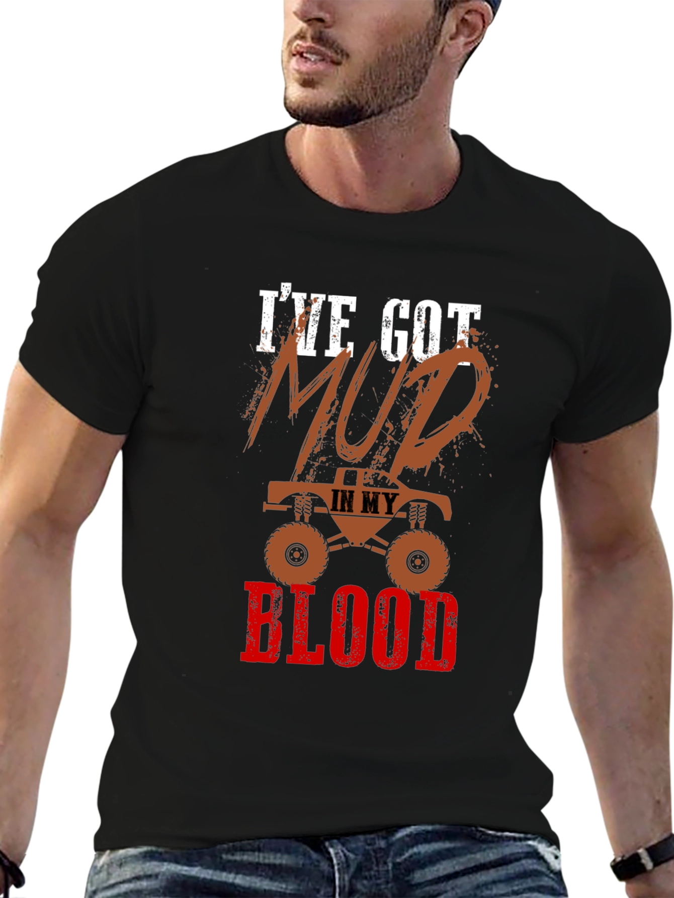 Mud In My Blood Monster Truck Graphic T-Shirt