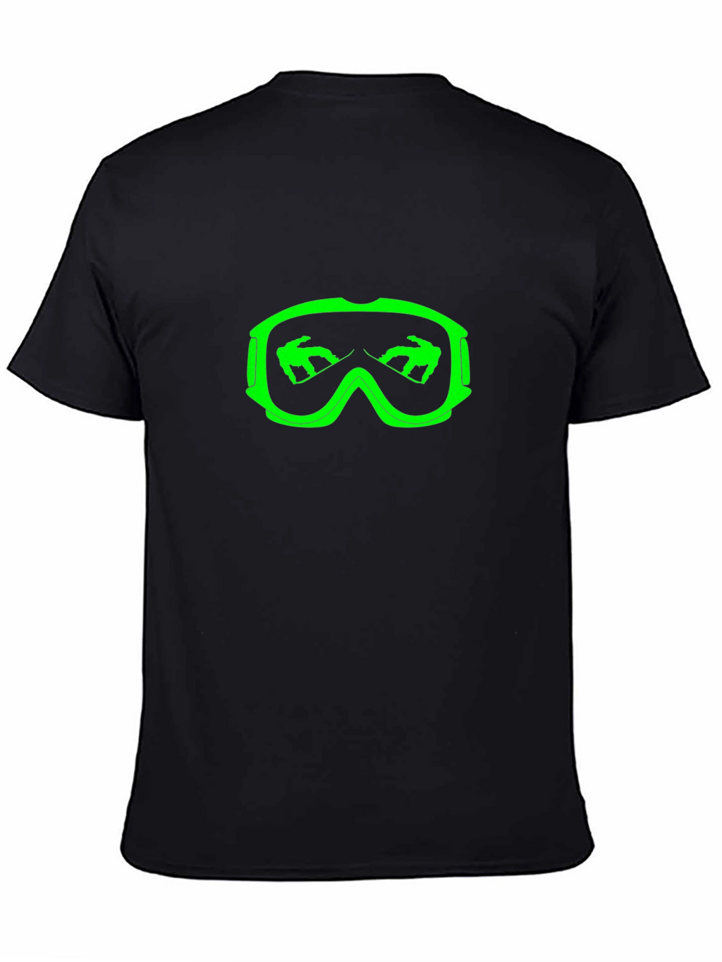 Cool Black T-Shirt with Green Ski Goggles Design