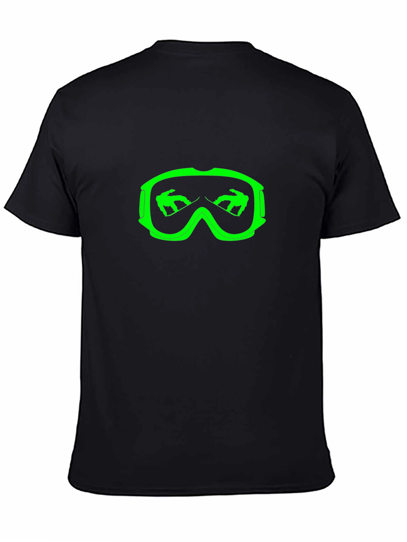 Cool Black T-Shirt with Green Ski Goggles Design