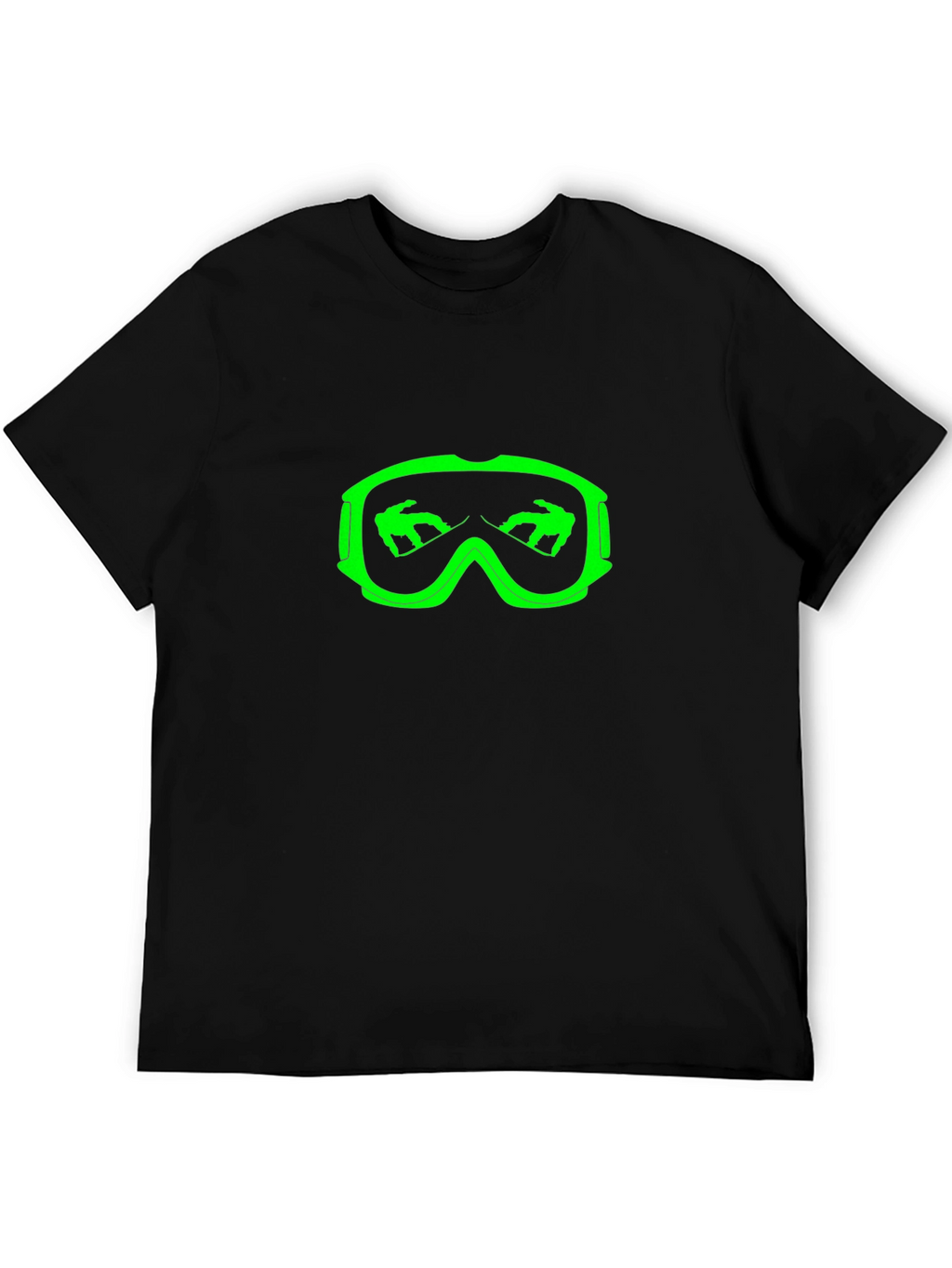 Cool Black T-Shirt with Green Ski Goggles Design