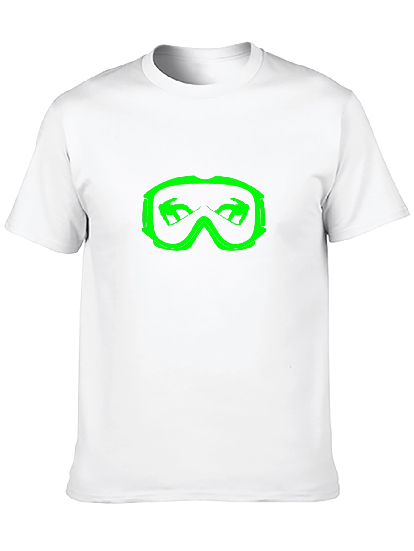 Cool Black T-Shirt with Green Ski Goggles Design