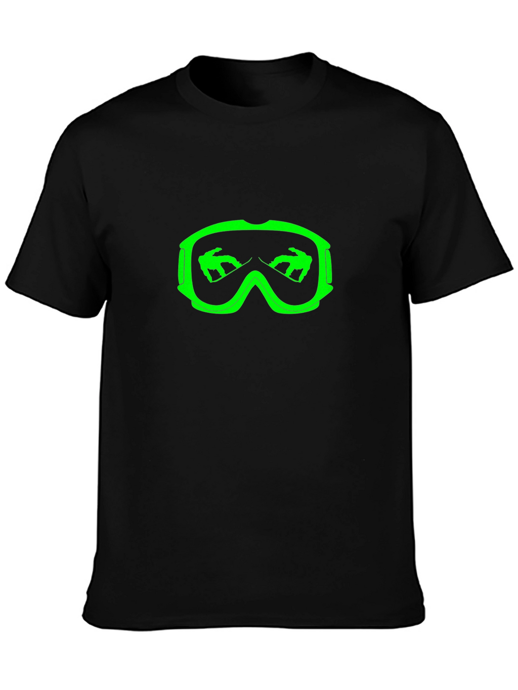 Cool Black T-Shirt with Green Ski Goggles Design