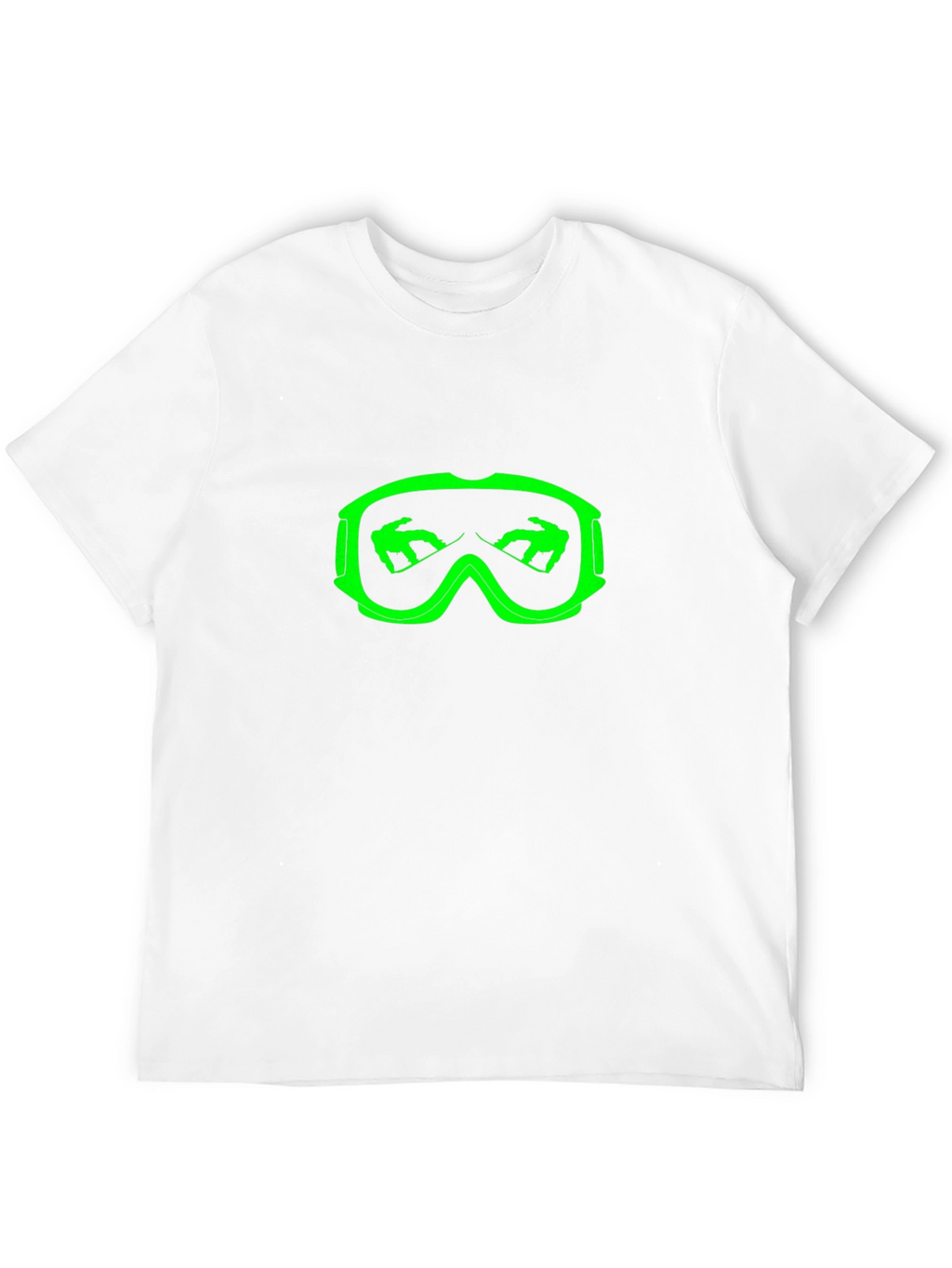 Cool Black T-Shirt with Green Ski Goggles Design
