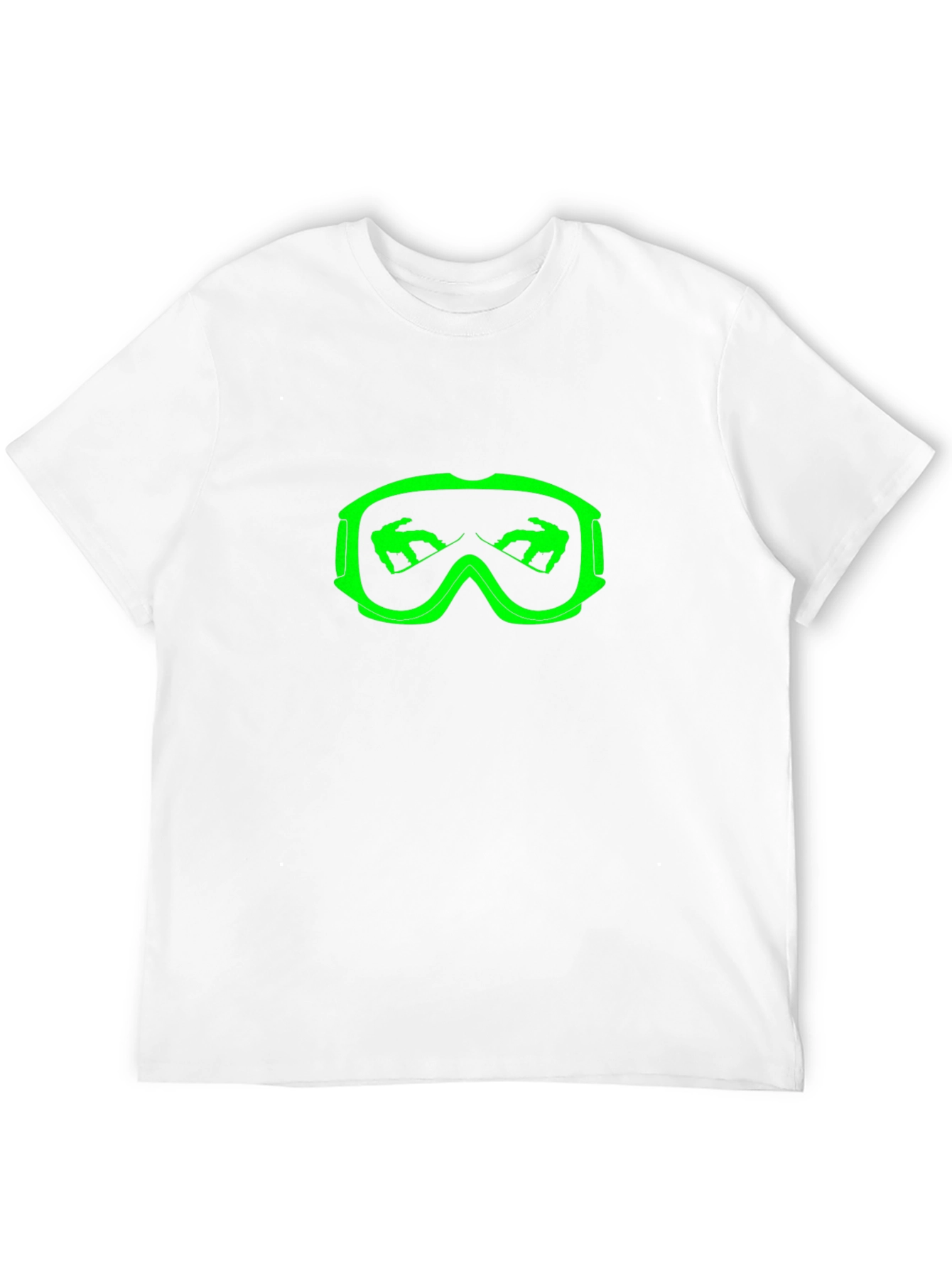 Cool Black T-Shirt with Green Ski Goggles Design