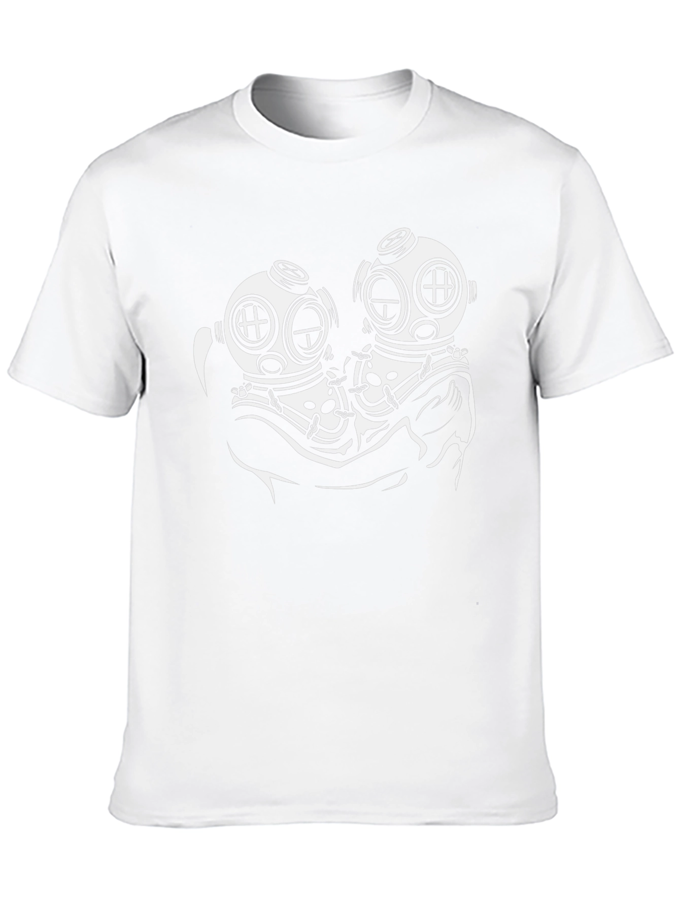 Diver Couple Graphic Tee - Black Cotton T-Shirt