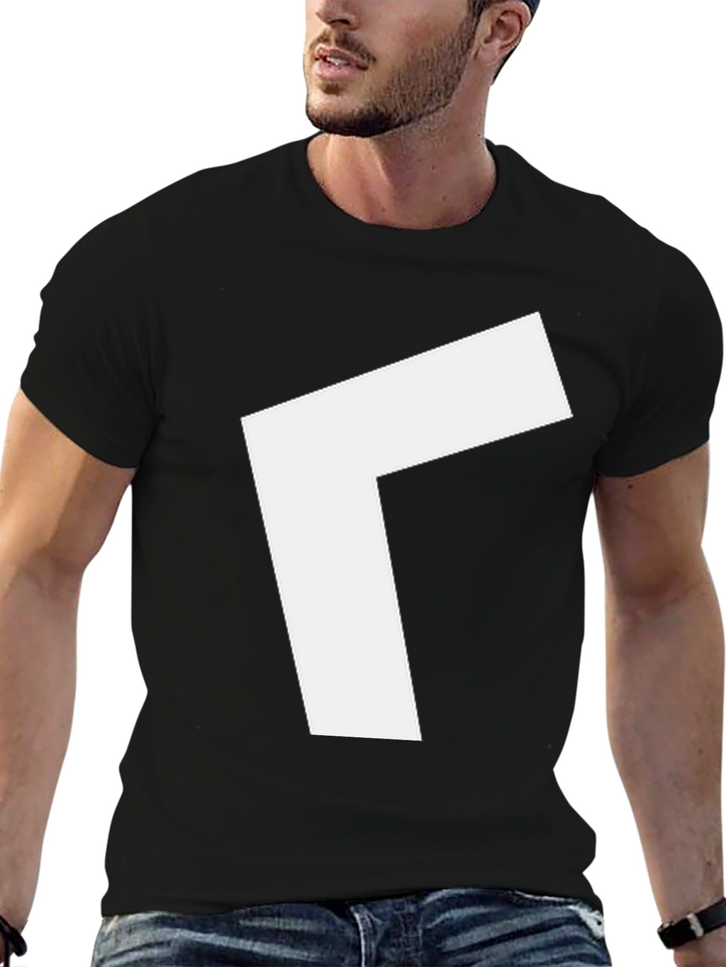 Modern Black T-Shirt with White Arrow Design
