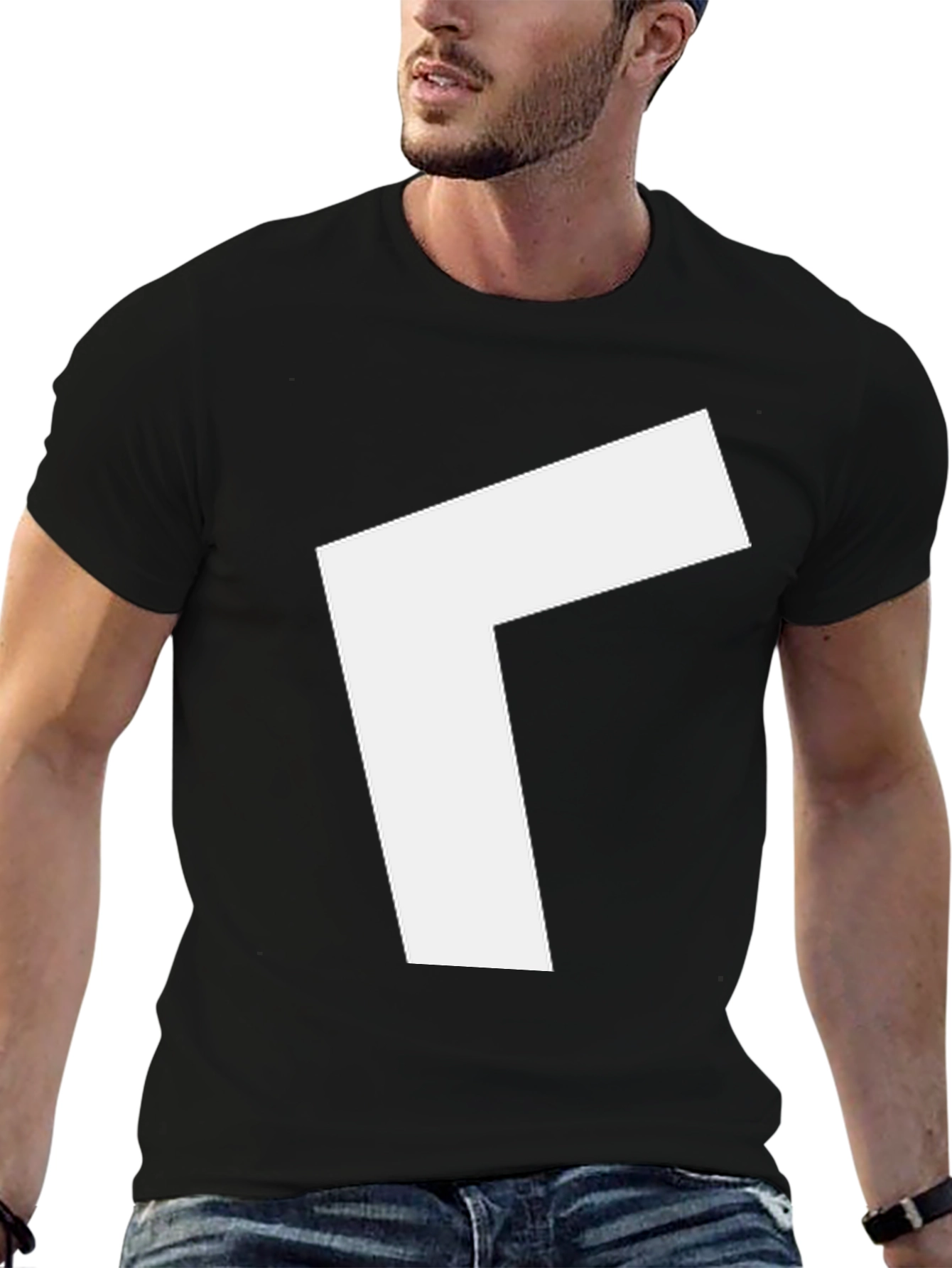 Modern Black T-Shirt with White Arrow Design